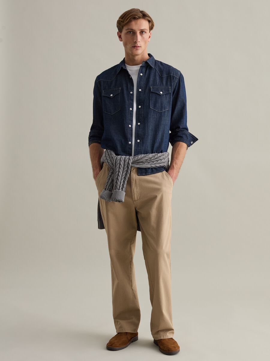 Western shirt in rinsed denim_0