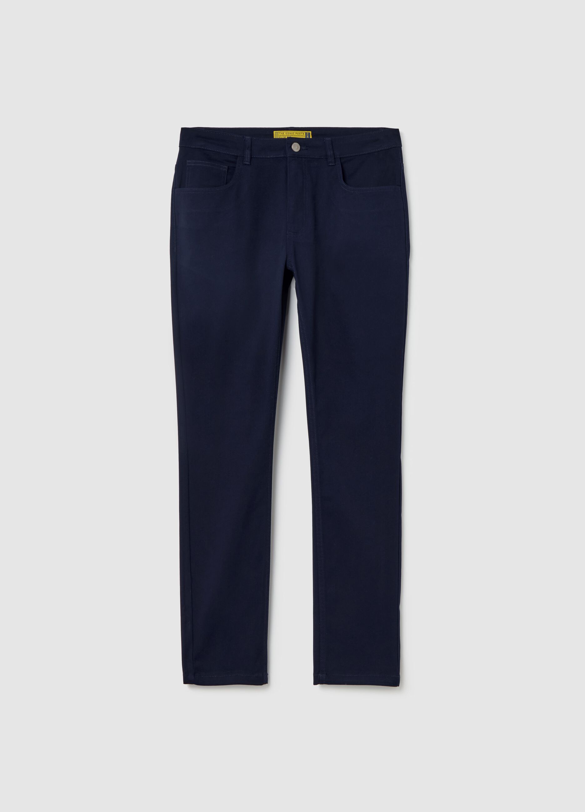 Slim-fit twill trousers with five pockets