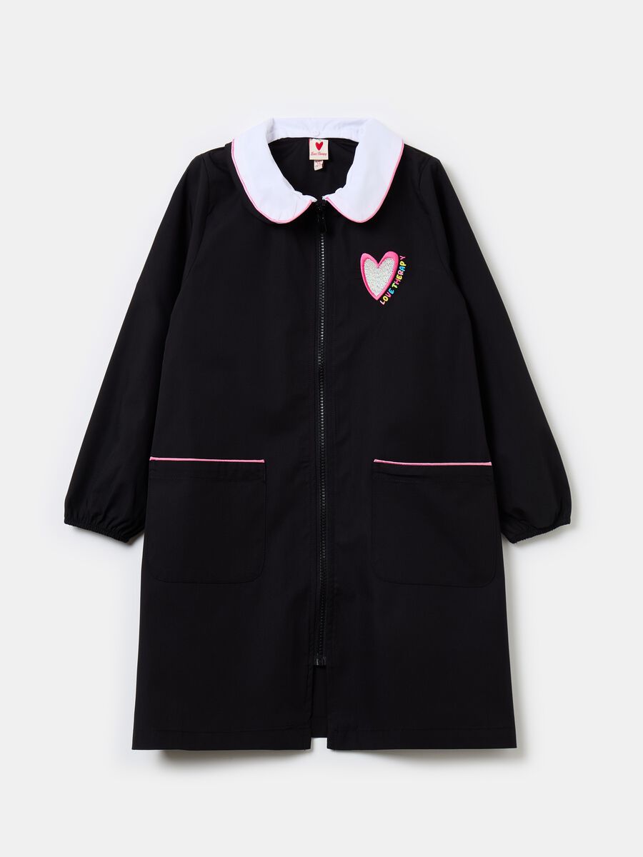 School smock with zip and embroidered heart_0