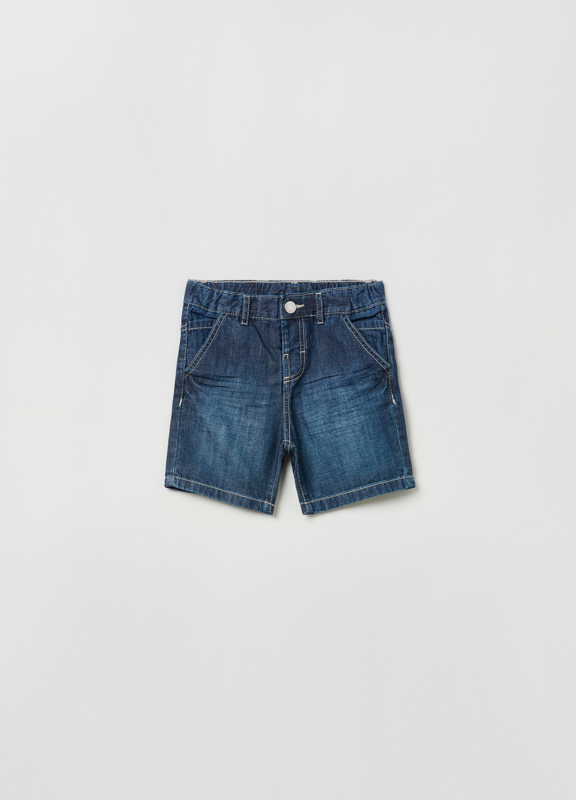 Stonewashed shorts in lightweight denim