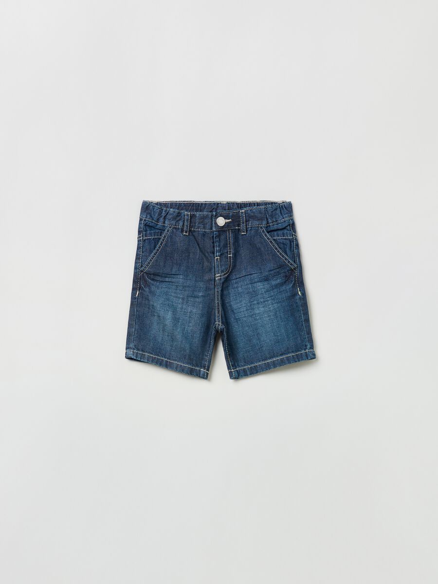 Stonewashed shorts in lightweight denim_0