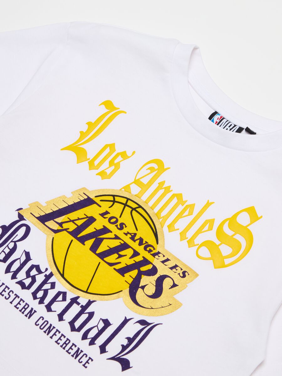 Crop T-shirt with NBA Los Angeles Lakers print_2