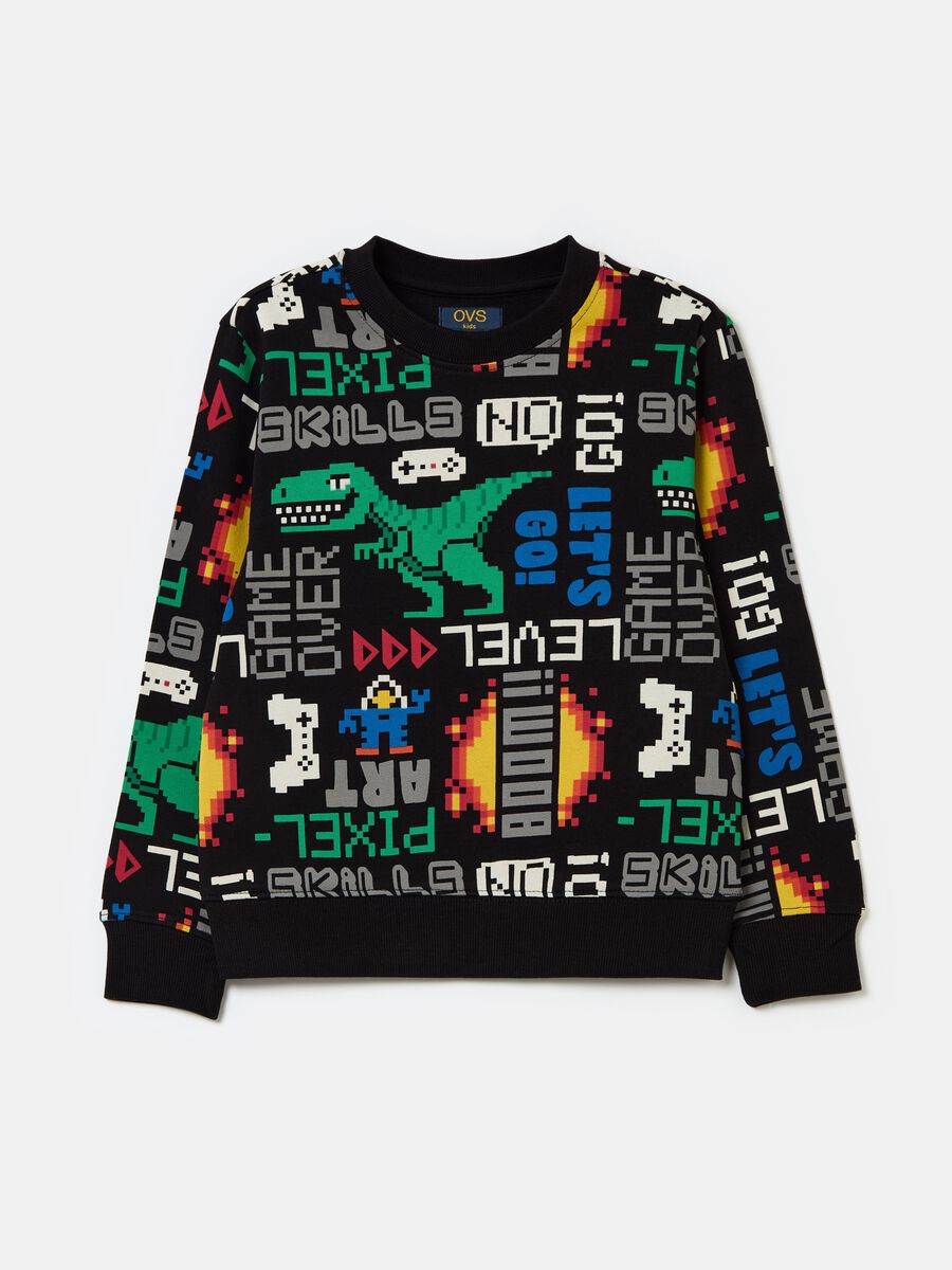 Sweatshirt with gaming dinosaur print_0