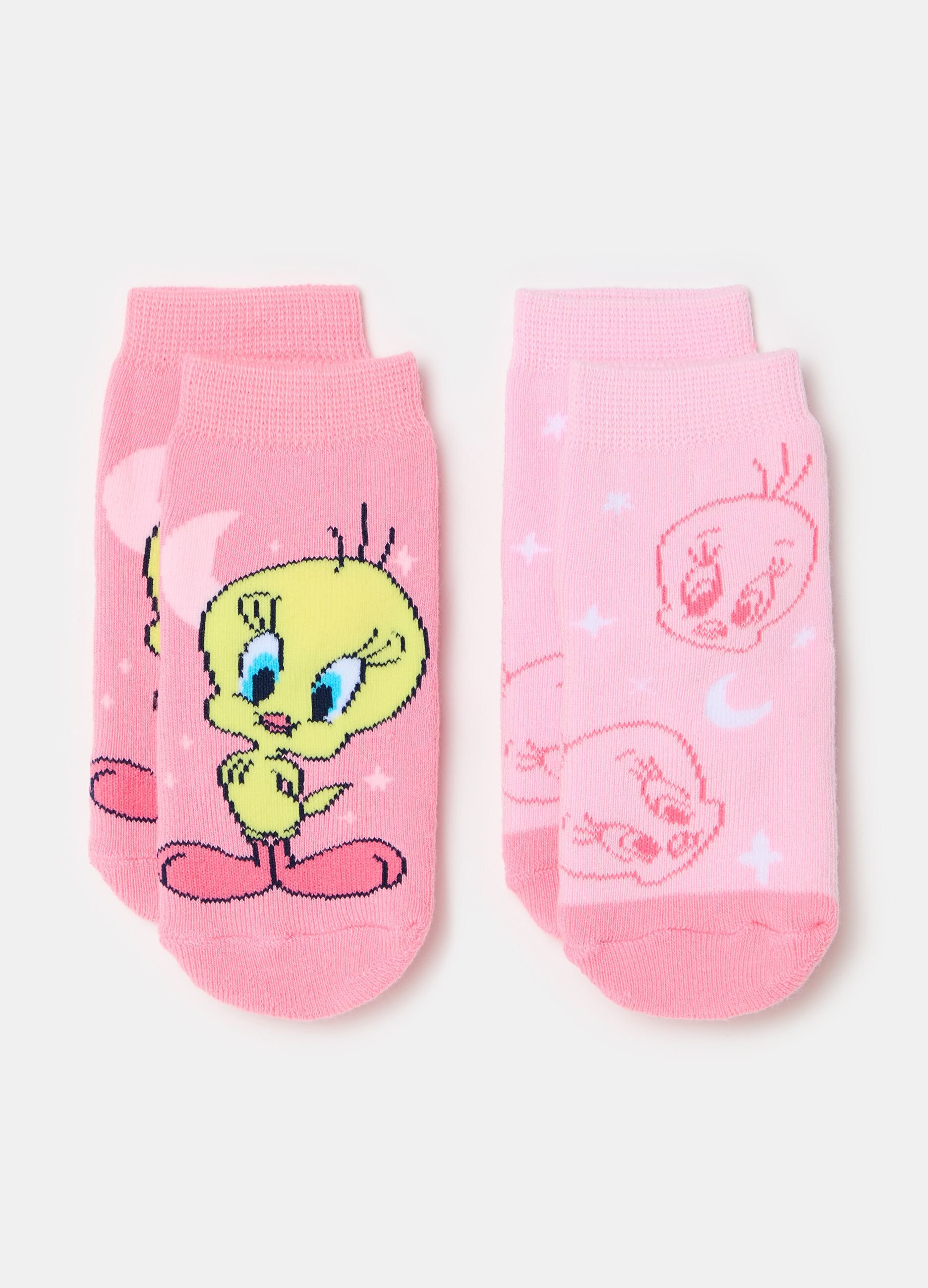 Two-pair pack slipper socks with Tweetie Pie design