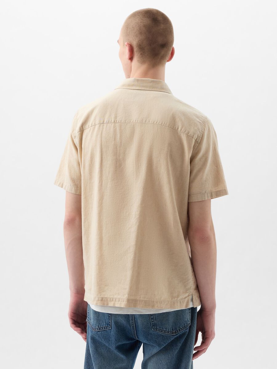 Linen and cotton short-sleeved shirt_2