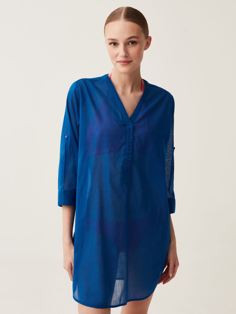 Beach cover-up shirt in cotton_0