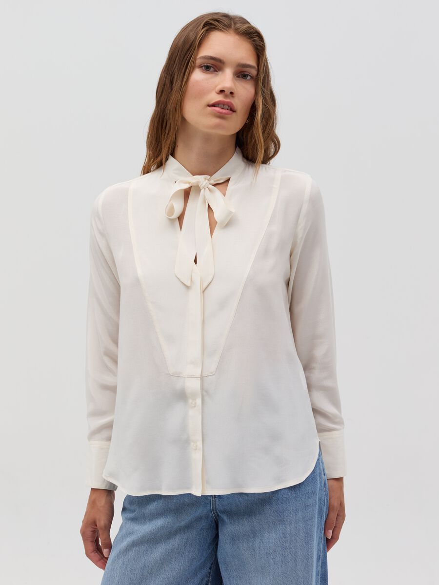 Viscose blouse with bow scarf_1