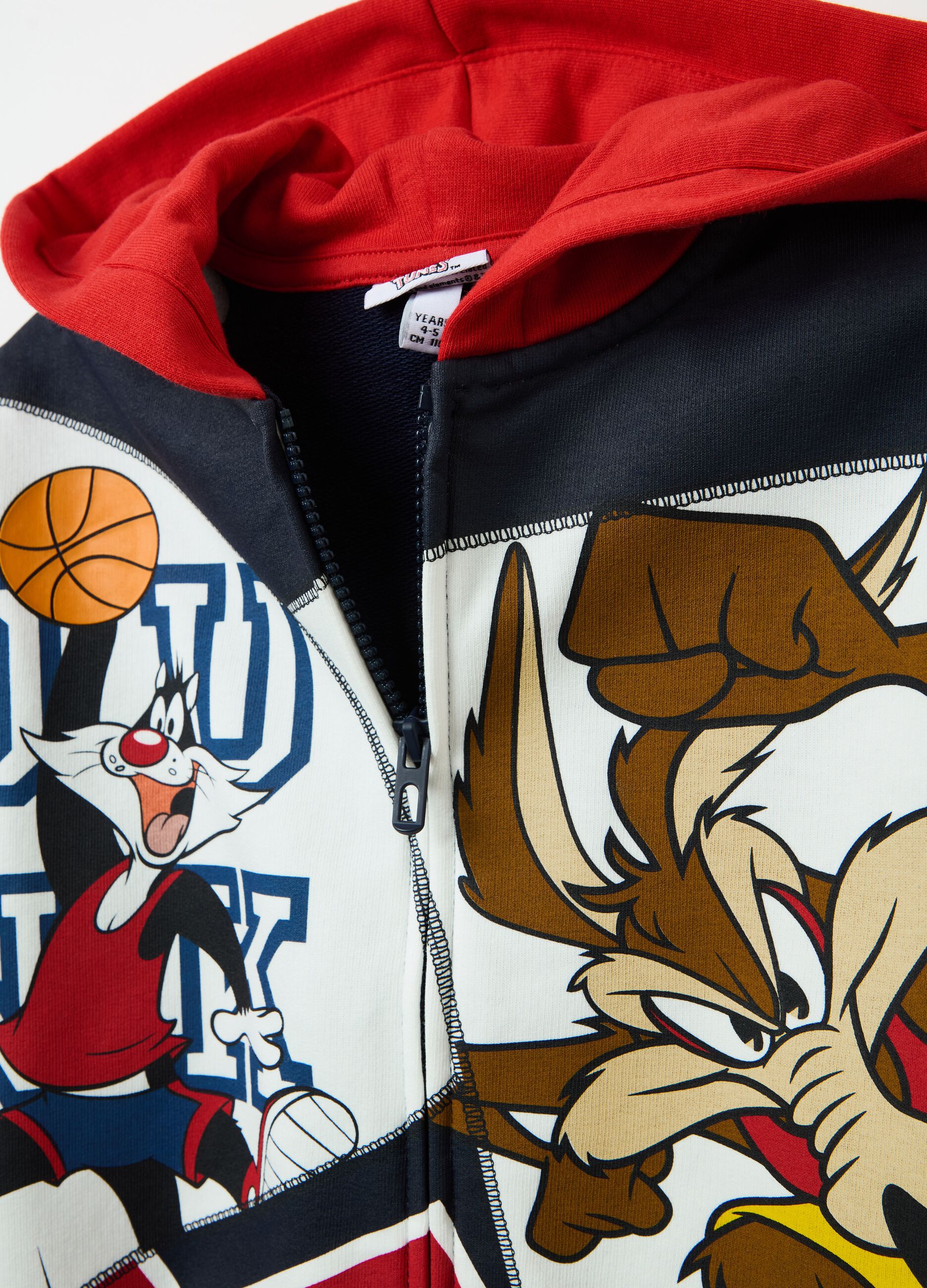 Sylvester the Cat and Bugs Bunny full-zip sweatshirt with hood