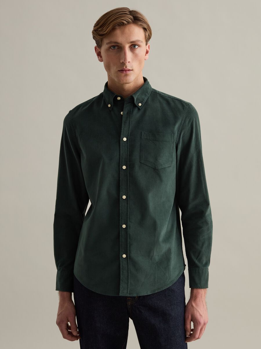 Camicia in corduroy colletto button-down_1