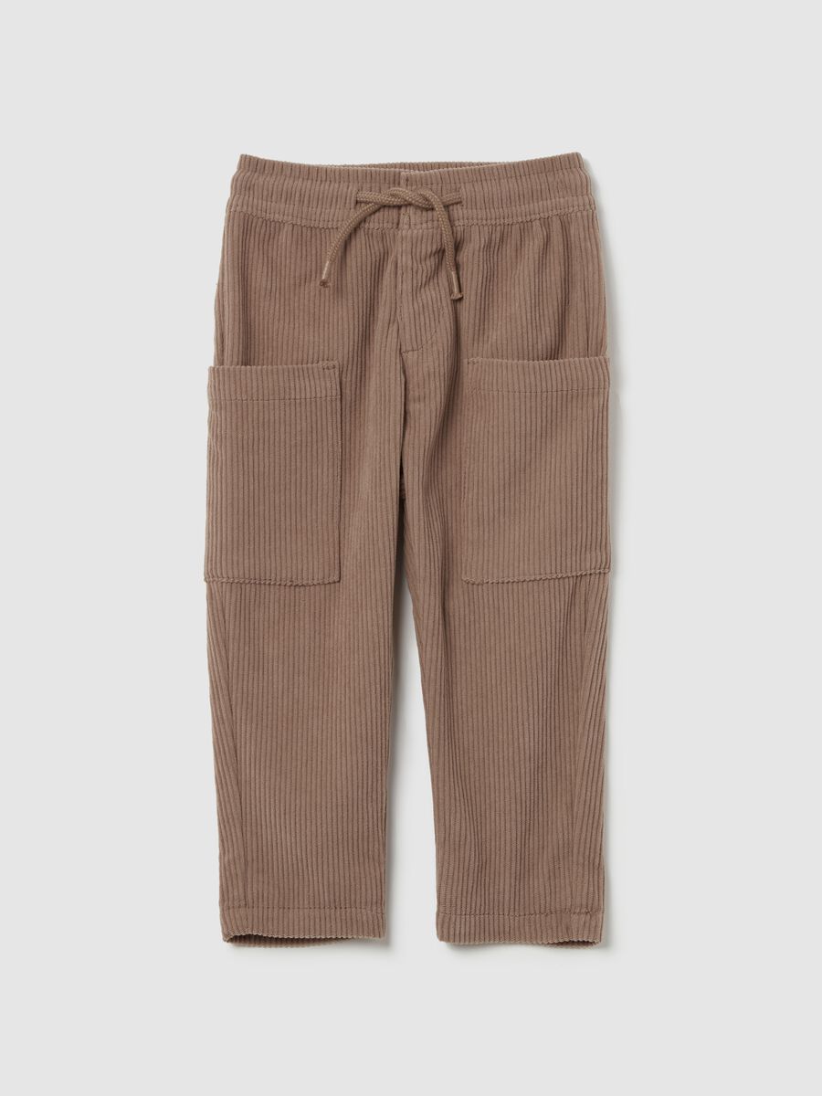 Pantalone jogger in corduroy con tasche_0