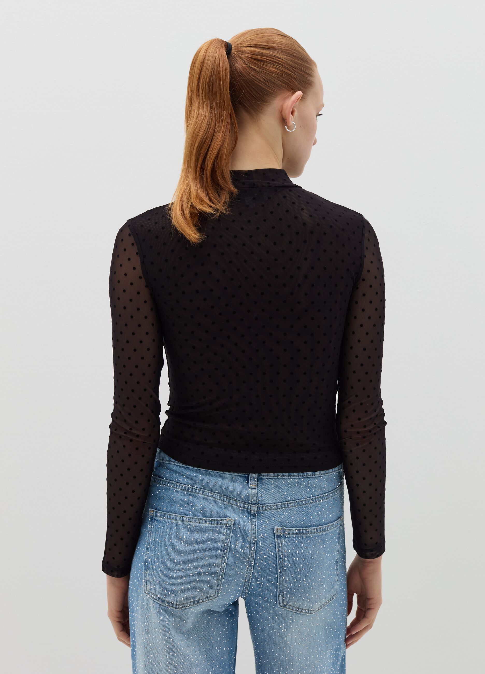 T-shirt in polka dot mesh