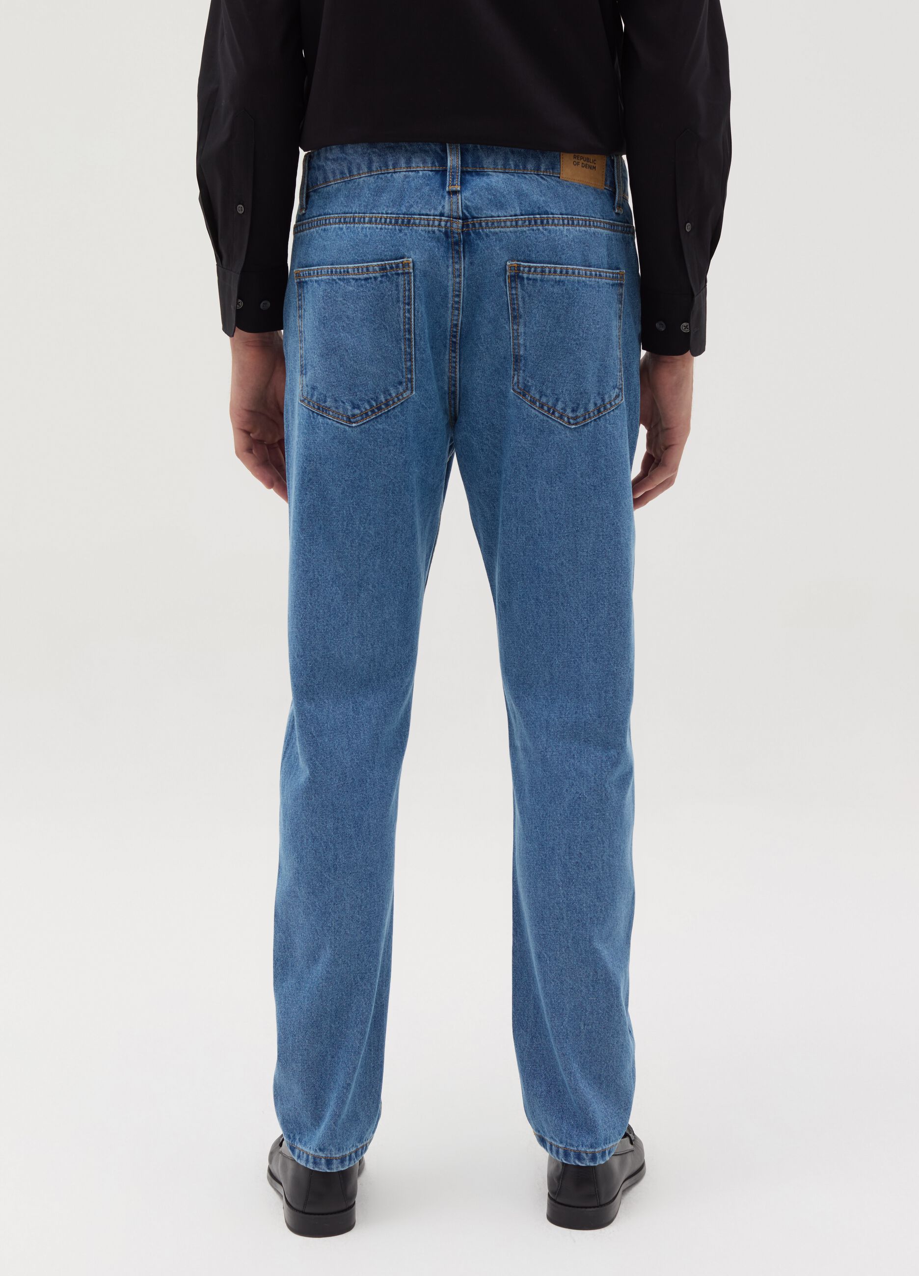 Slim-fit acid-wash jeans