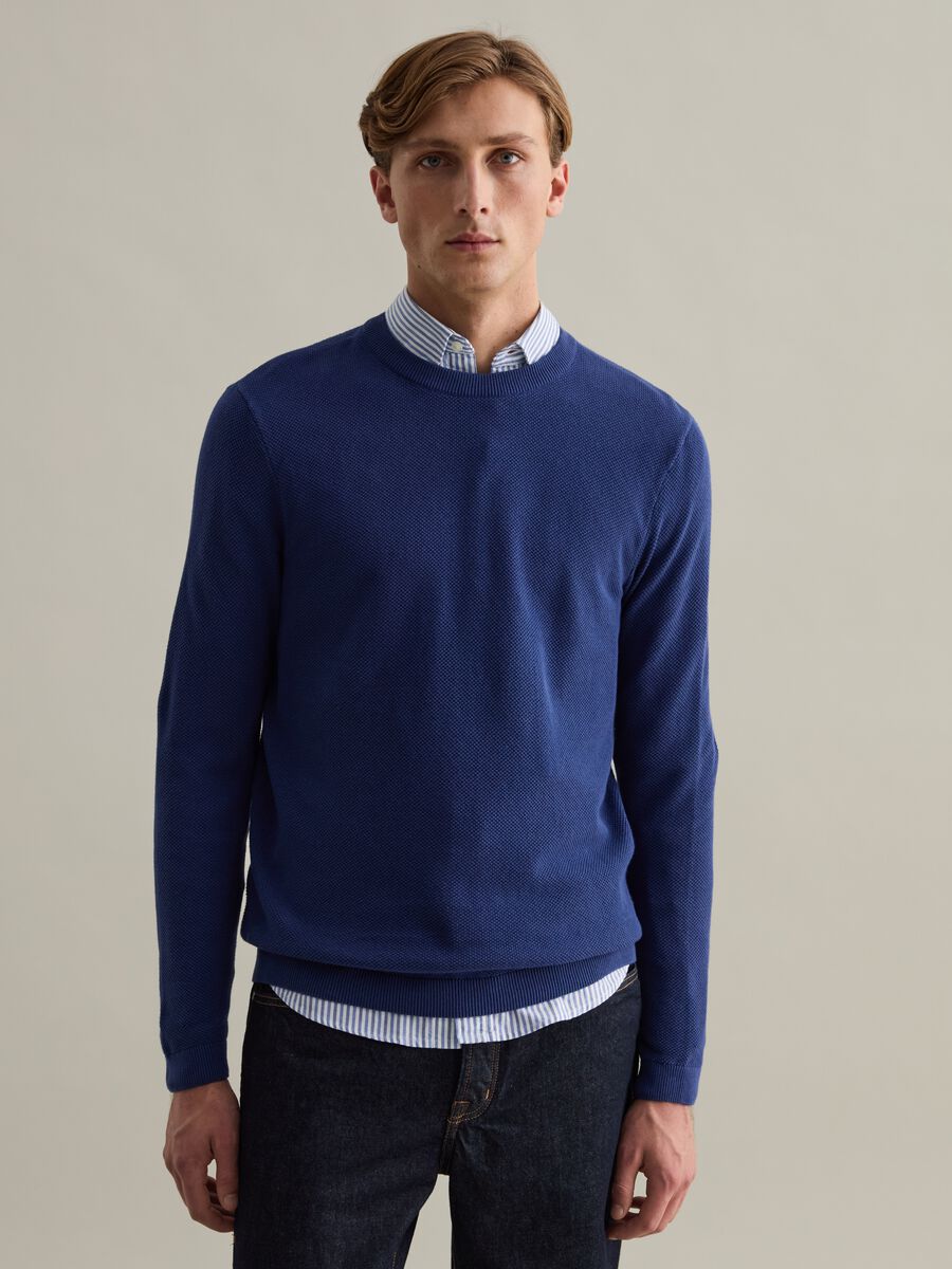 Piquet pullover with round neck_1