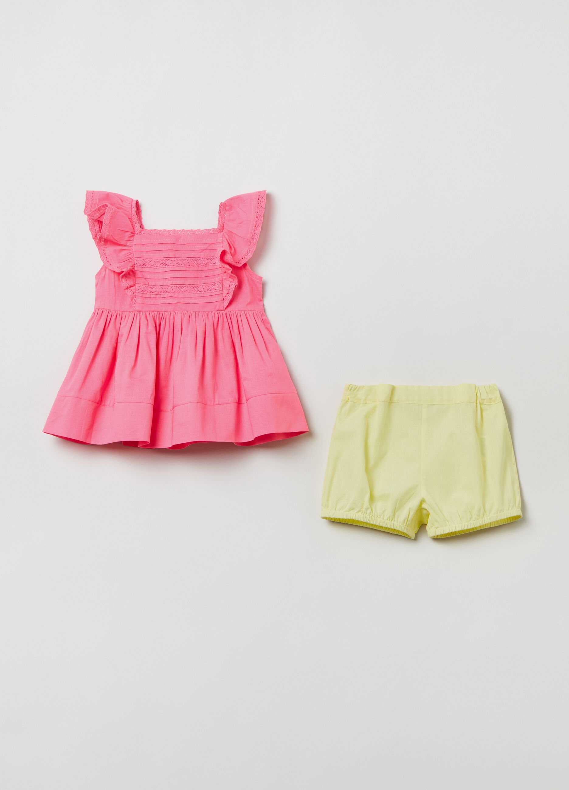 Blouse and shorts set in cotton