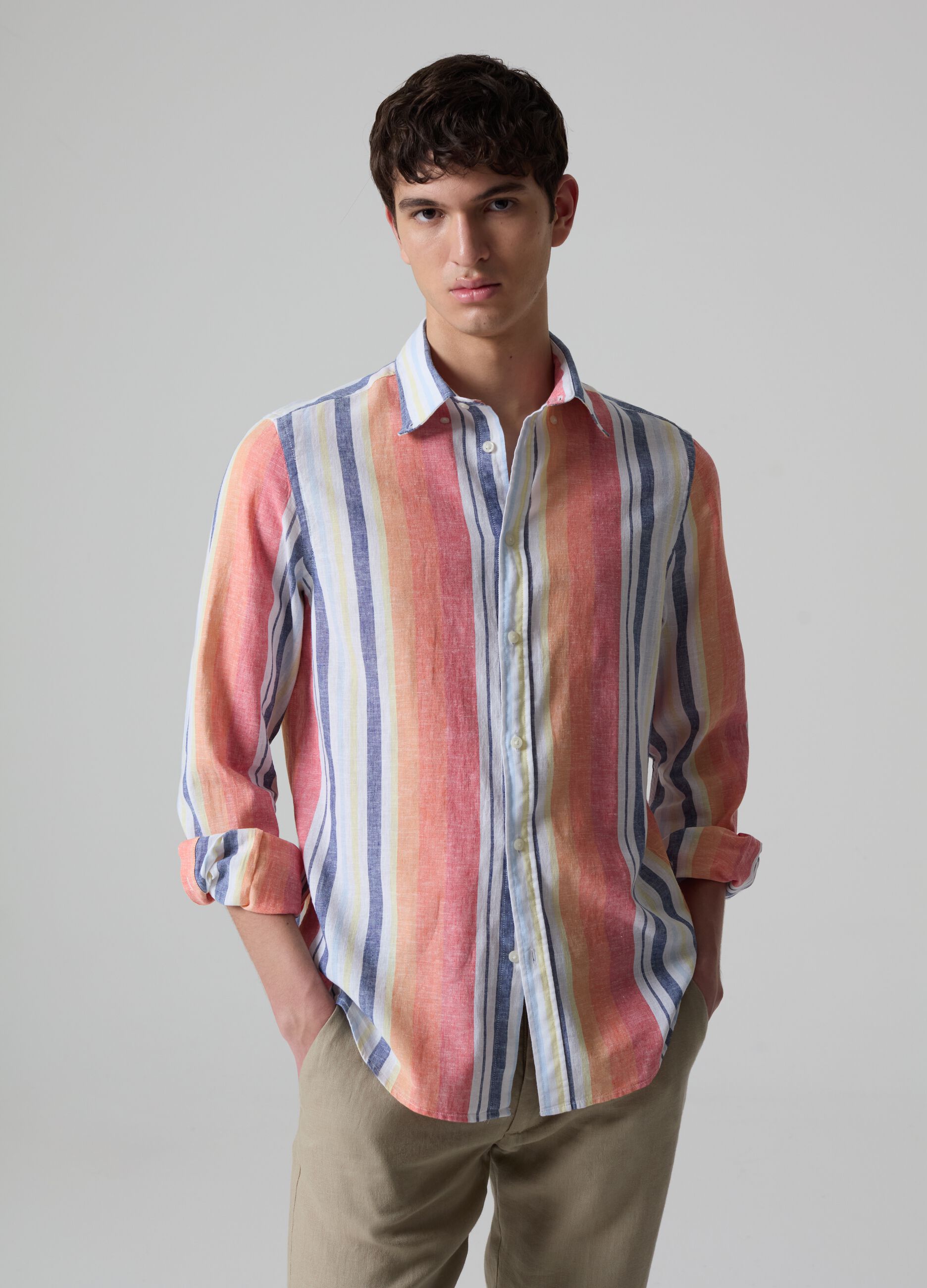 Ovs Camicia regular fit a righe multicolor