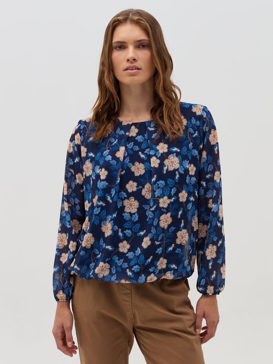 Blusa floreale a maniche lunghe_0