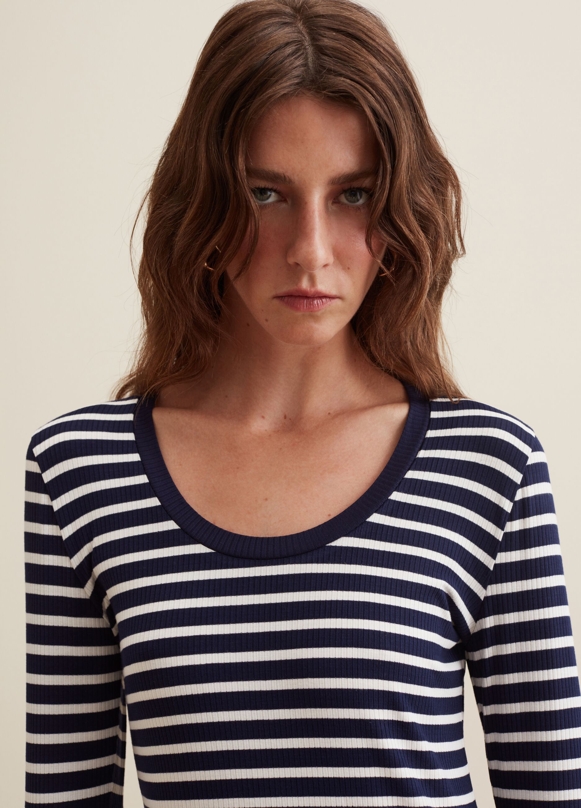 Long-sleeved striped T-shirt