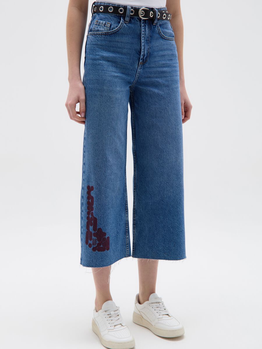 Wide-leg crop jeans with RE-UP print_1