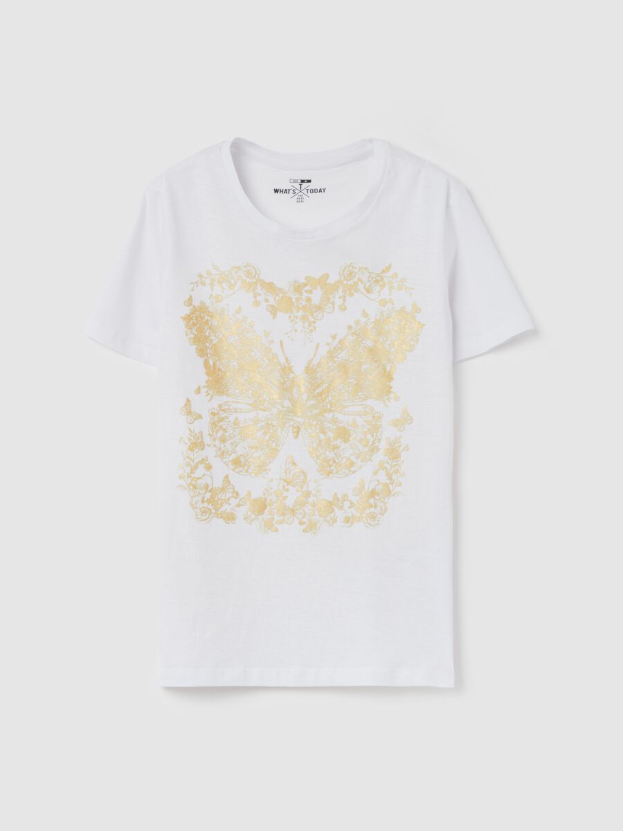 T-shirt with butterflies and flowers print_4