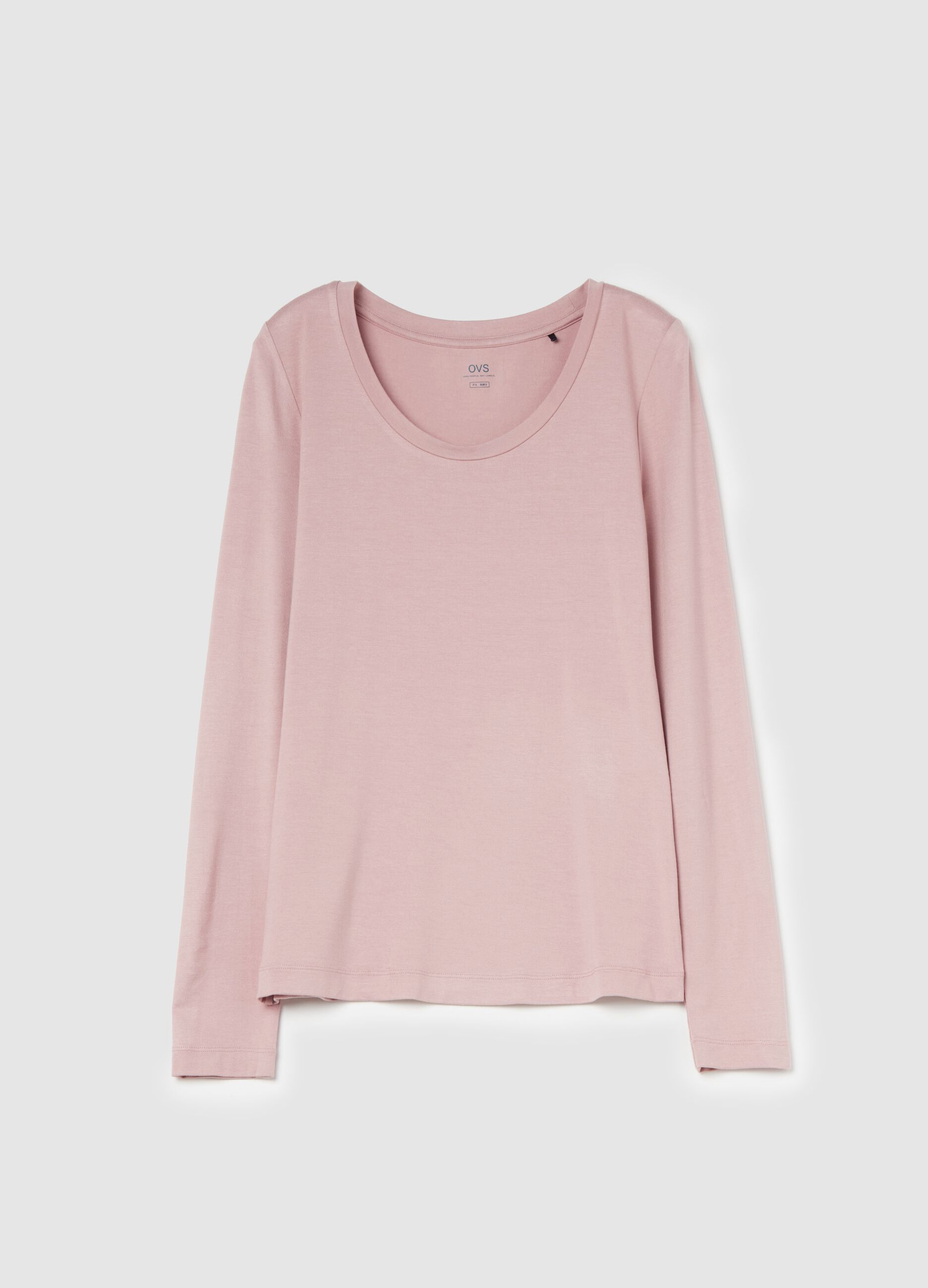 Long-sleeved T-shirt in stretch viscose