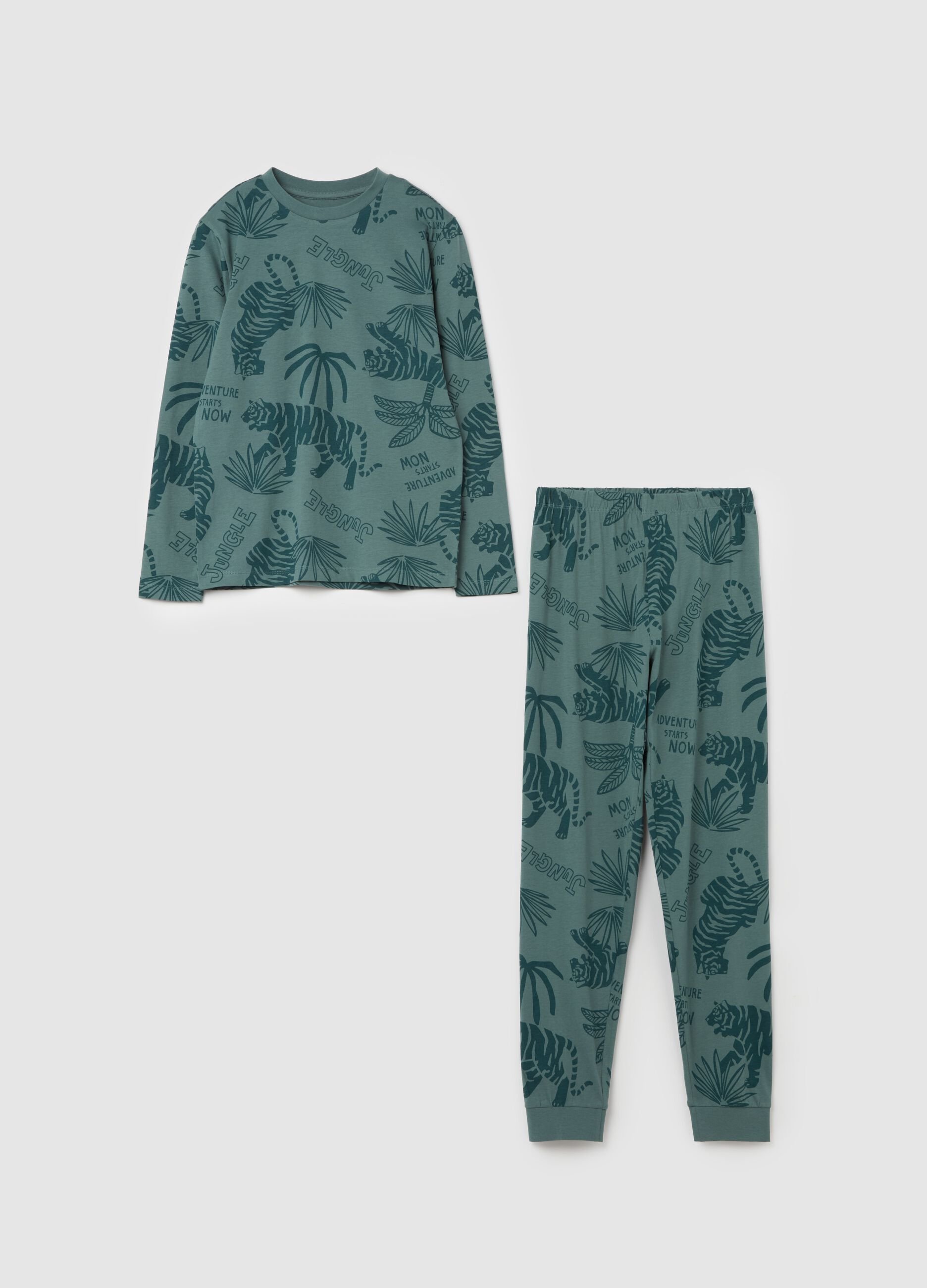 Organic cotton pyjamas with "Jungle” print