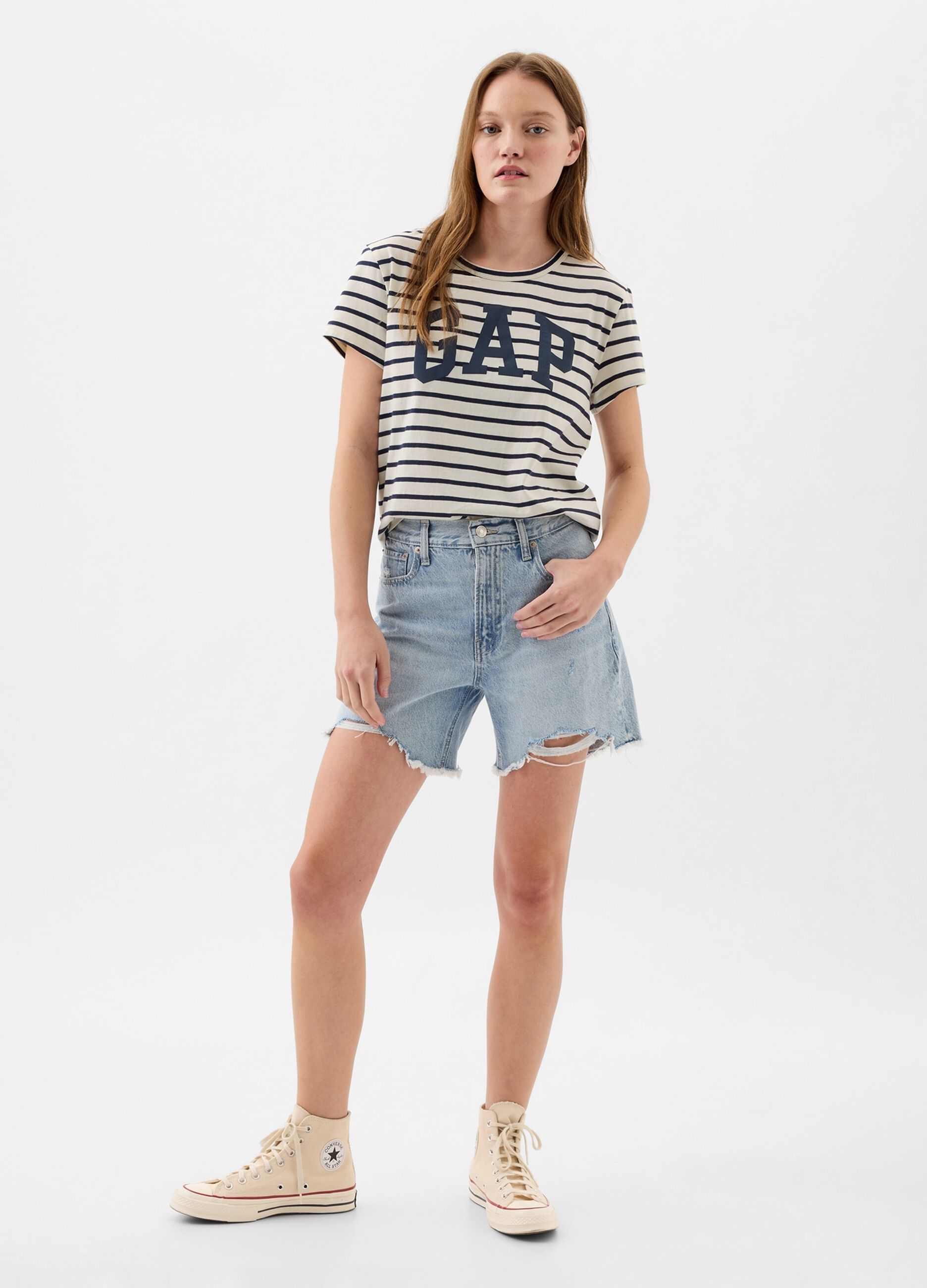 Striped T-shirt with logo print