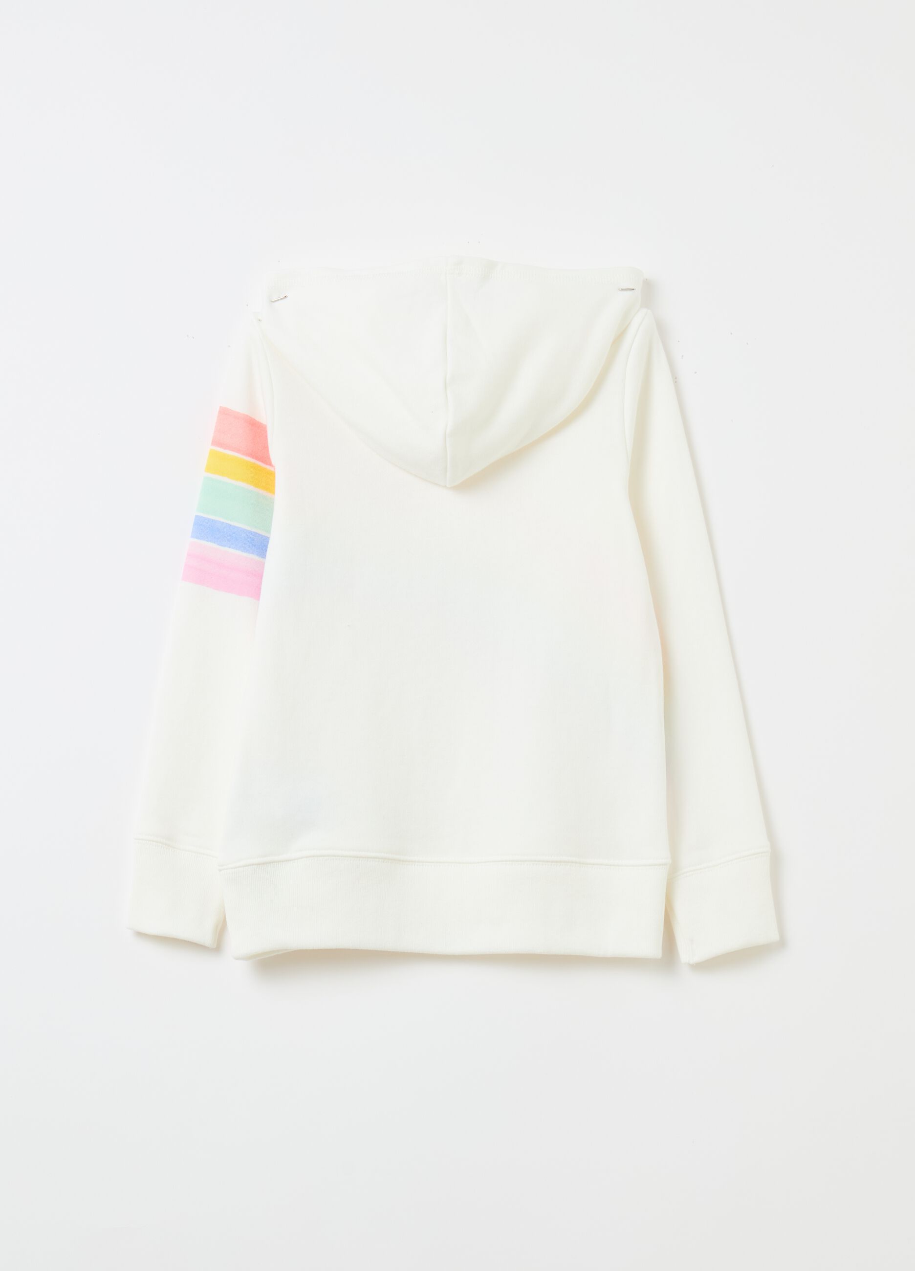 Sweatshirt with hood and rainbow and logo print