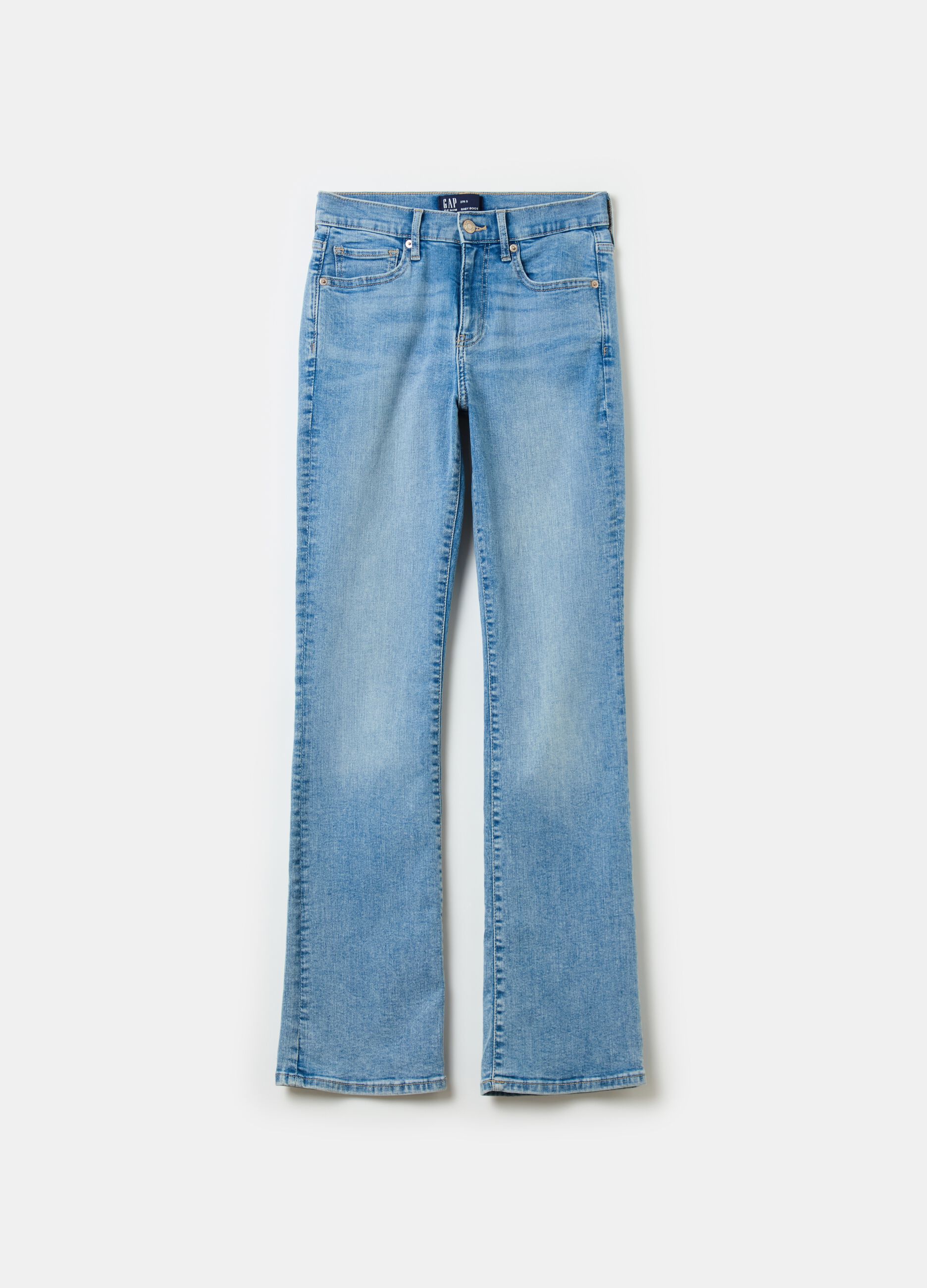 Flare-fit mini bootcut jeans with mid-rise waist