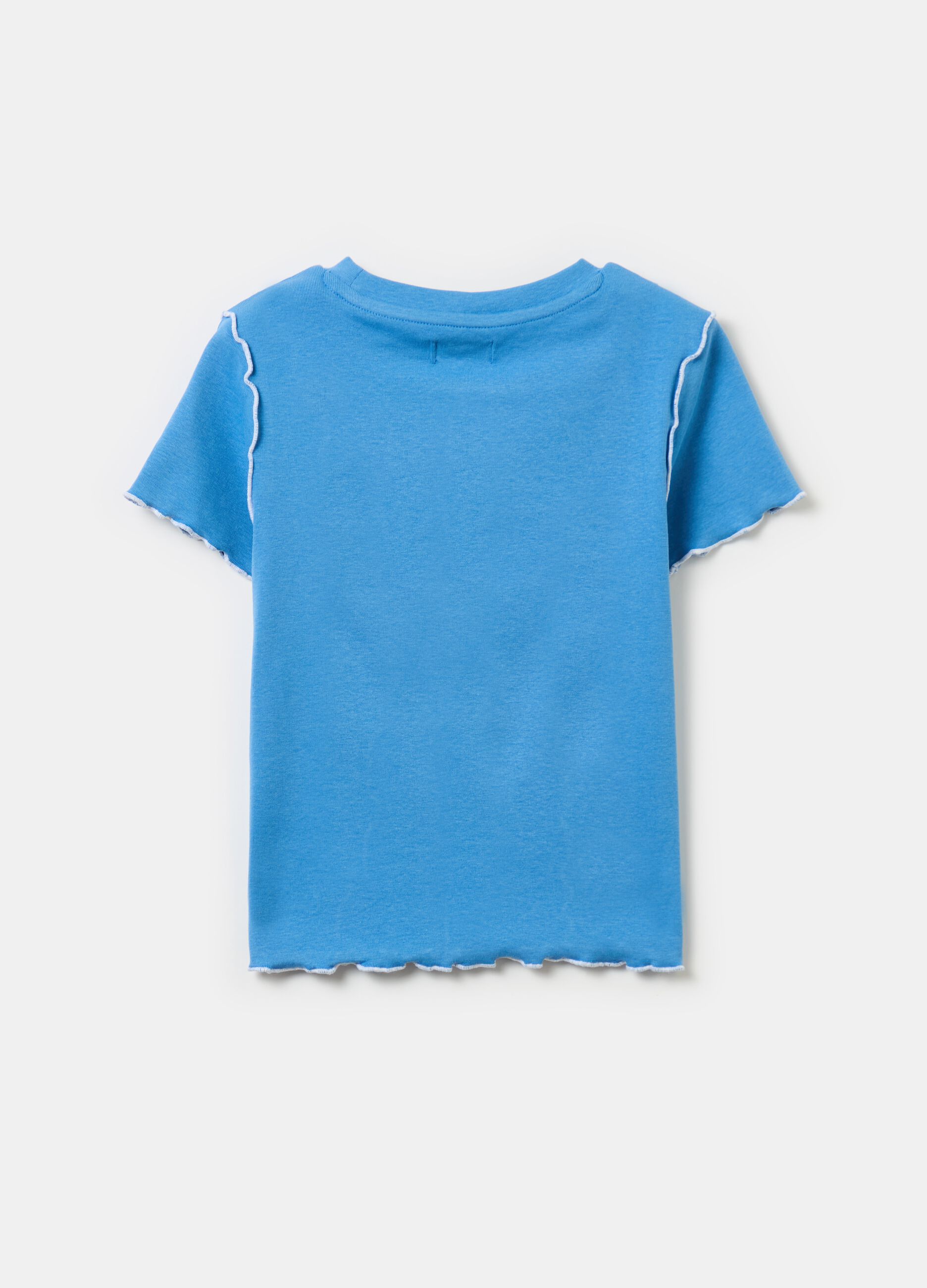 Stretch cotton T-shirt with applications