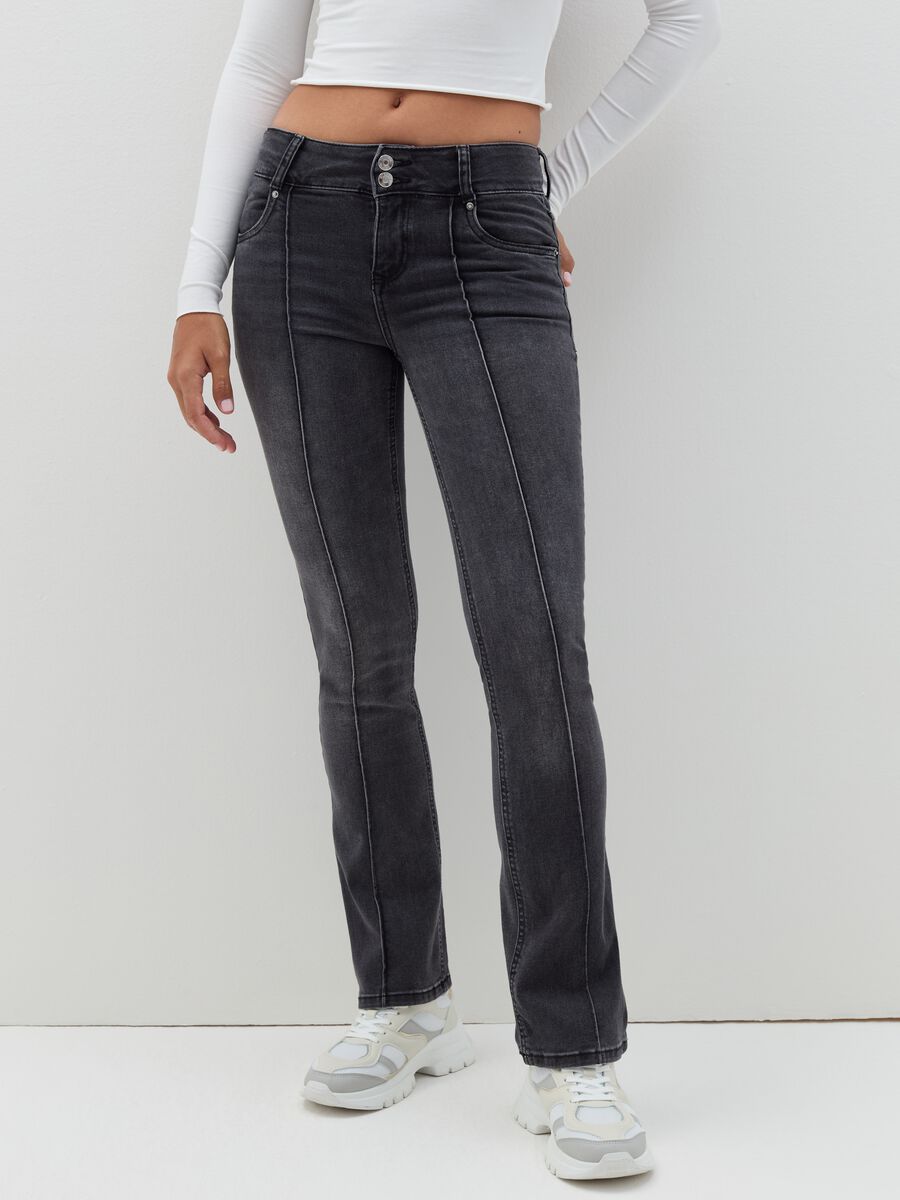 Flare-fit jeans with raised stitching_1