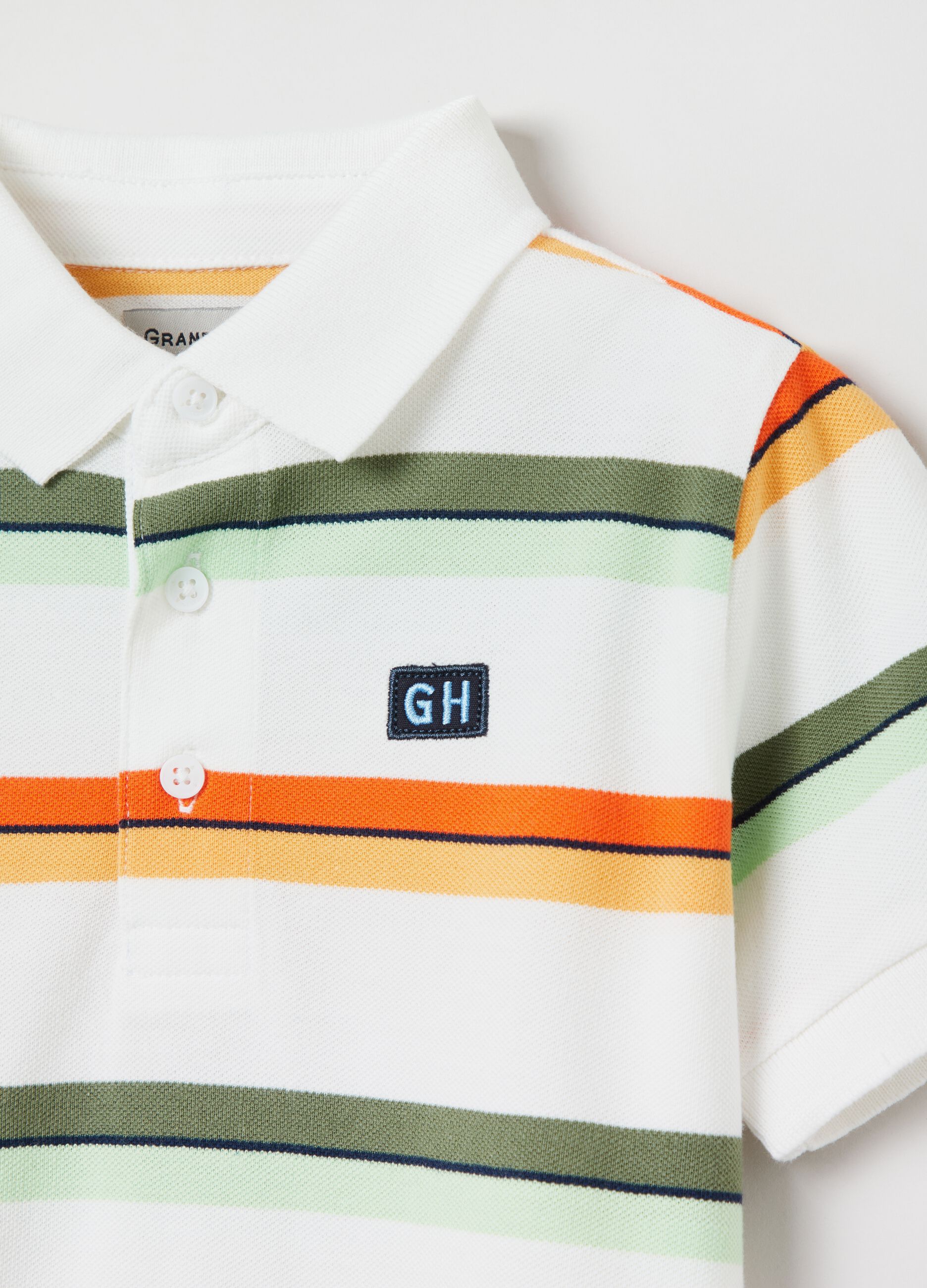 Grand&Hills striped pique polo shirt 