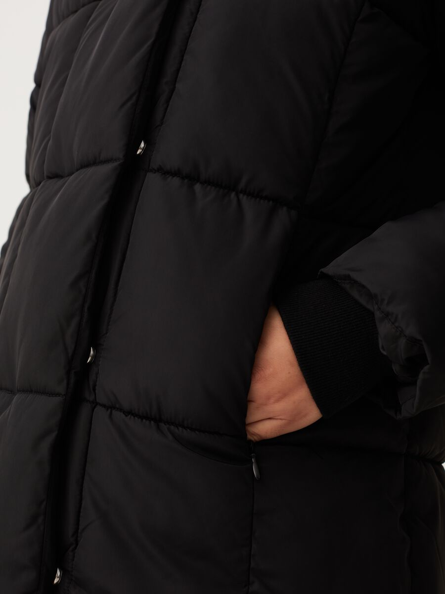 Long quilted down jacket with hood_3