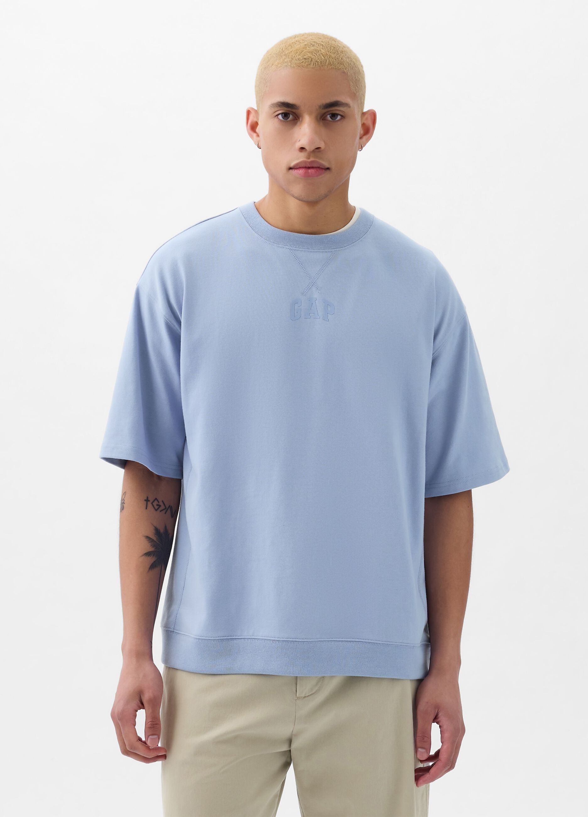 Fleece T-shirt with logo print