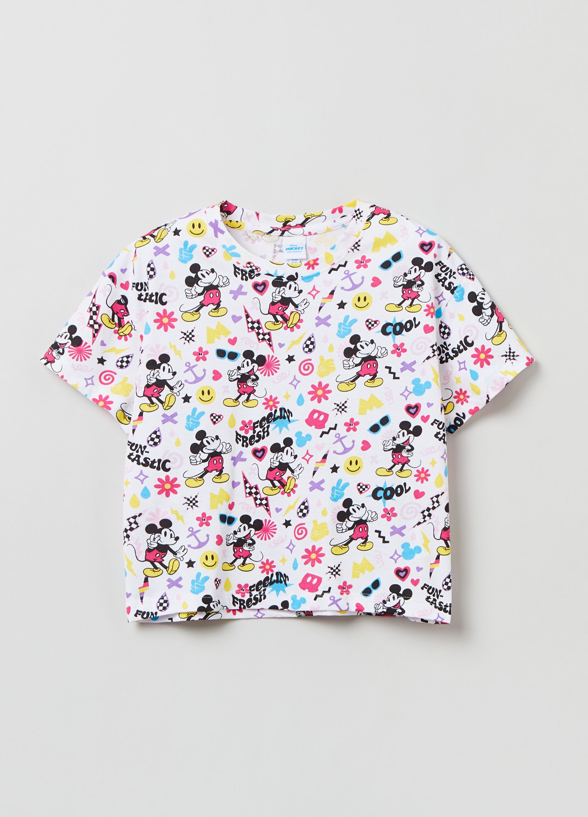 Crop T-shirt with all-over Disney print