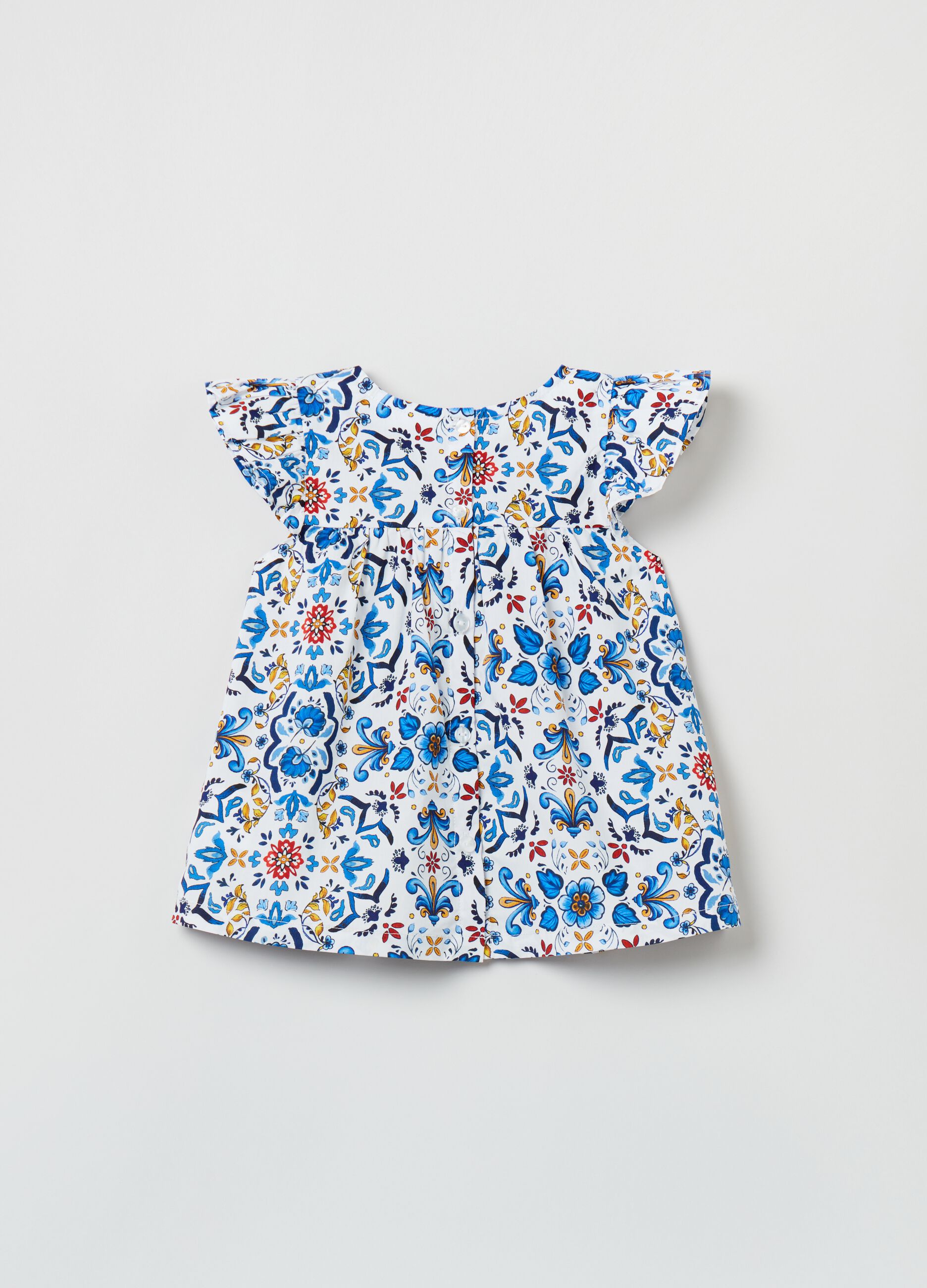 Poplin blouse with floral print