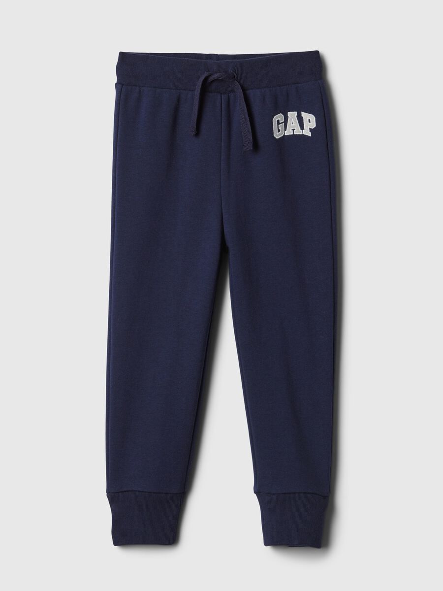 Fleece joggers with drawstring and embroidered logo_0