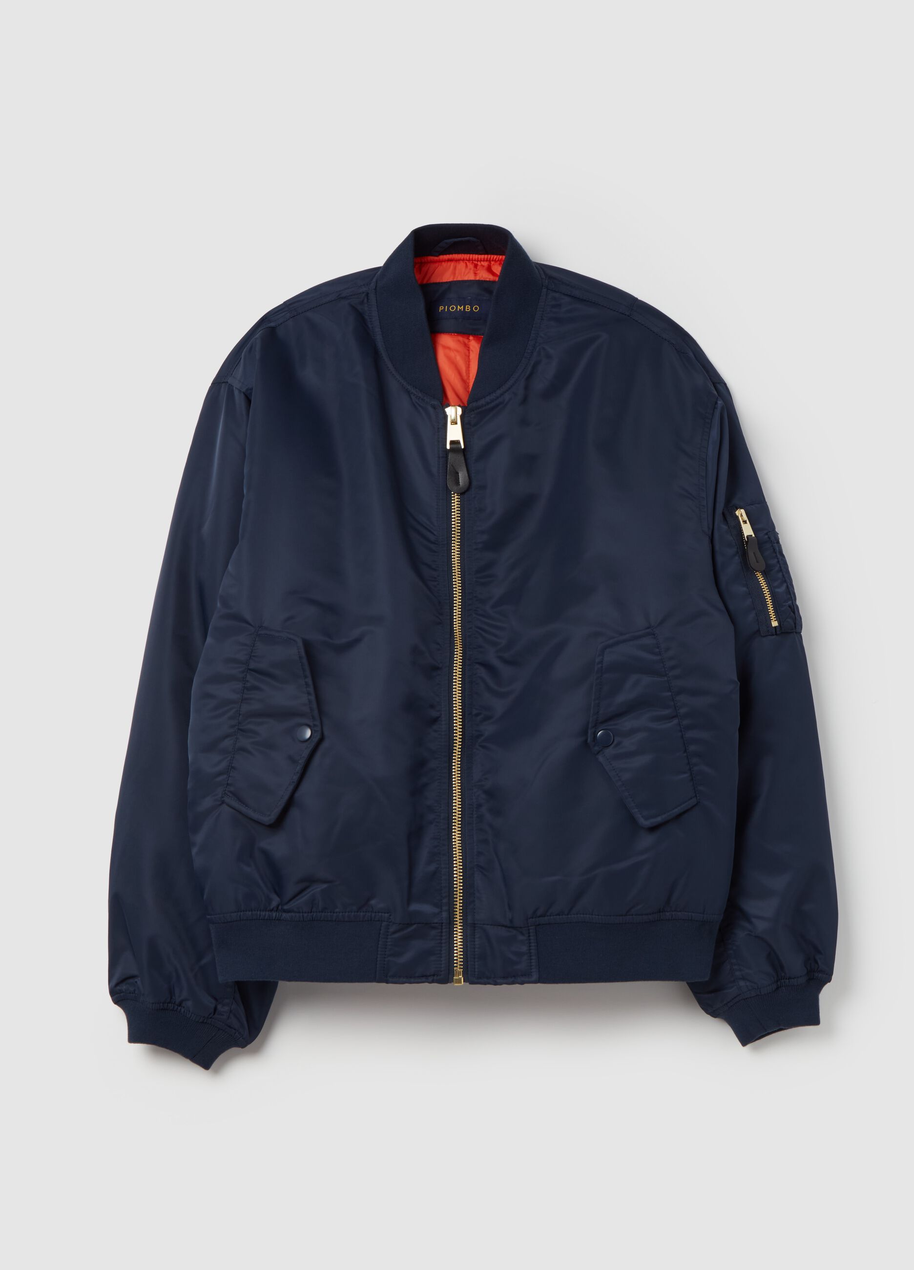 Solid colour full-zip bomber jacket