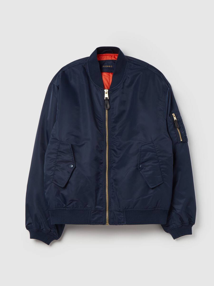 Solid colour full-zip bomber jacket_0