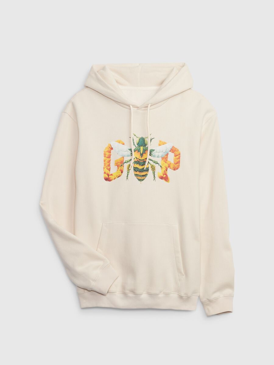 Sweatshirt with hood and logo with bee print_3