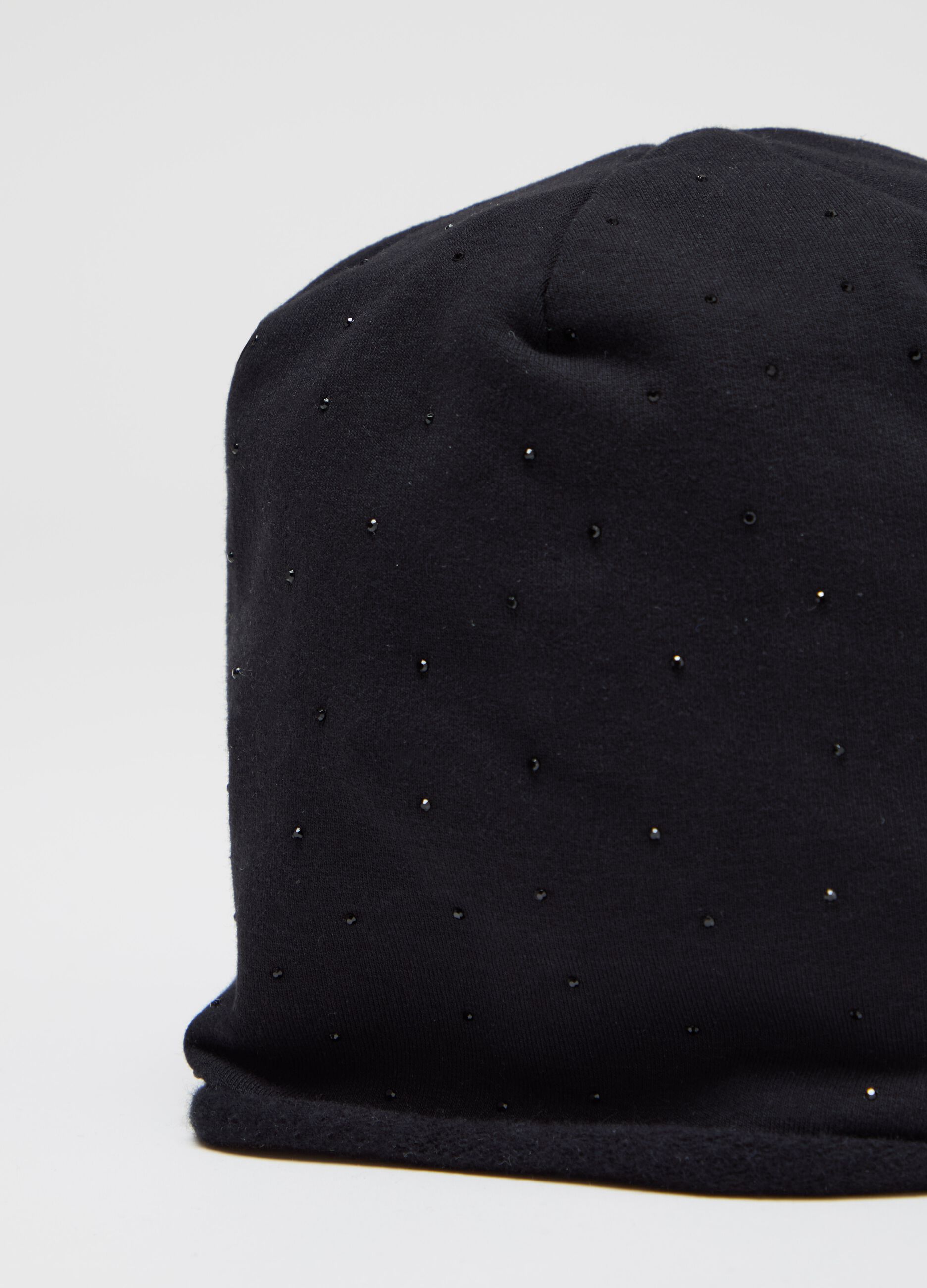 Organic cotton fleece hat with diamantés