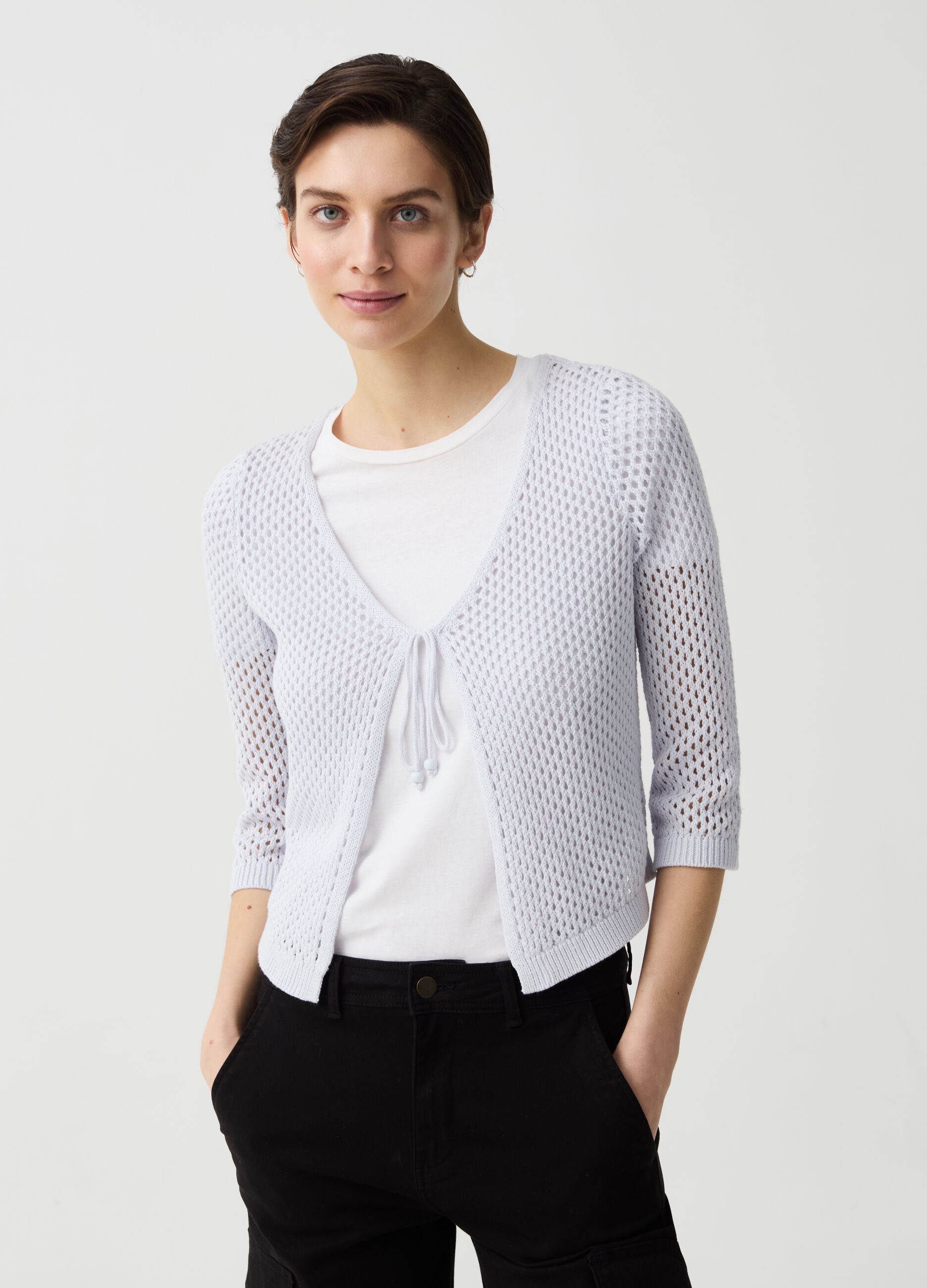 Ovs Cardigan traforato con laccetto