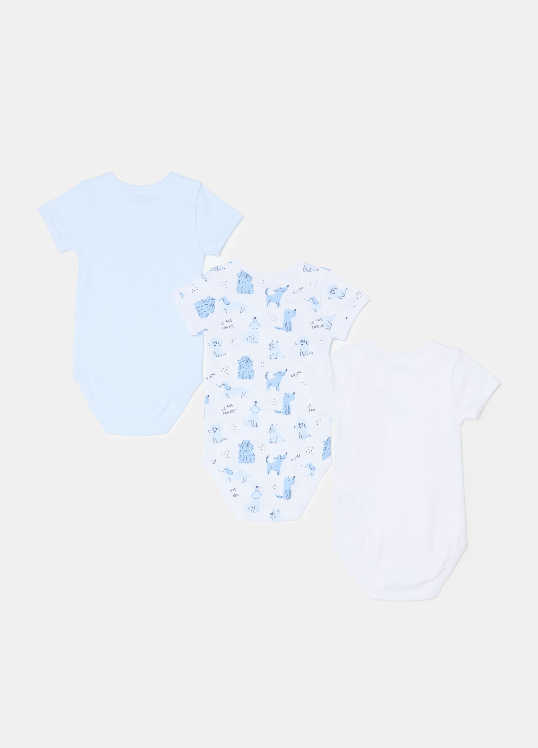 Three-pack bodysuits in organic cotton with print