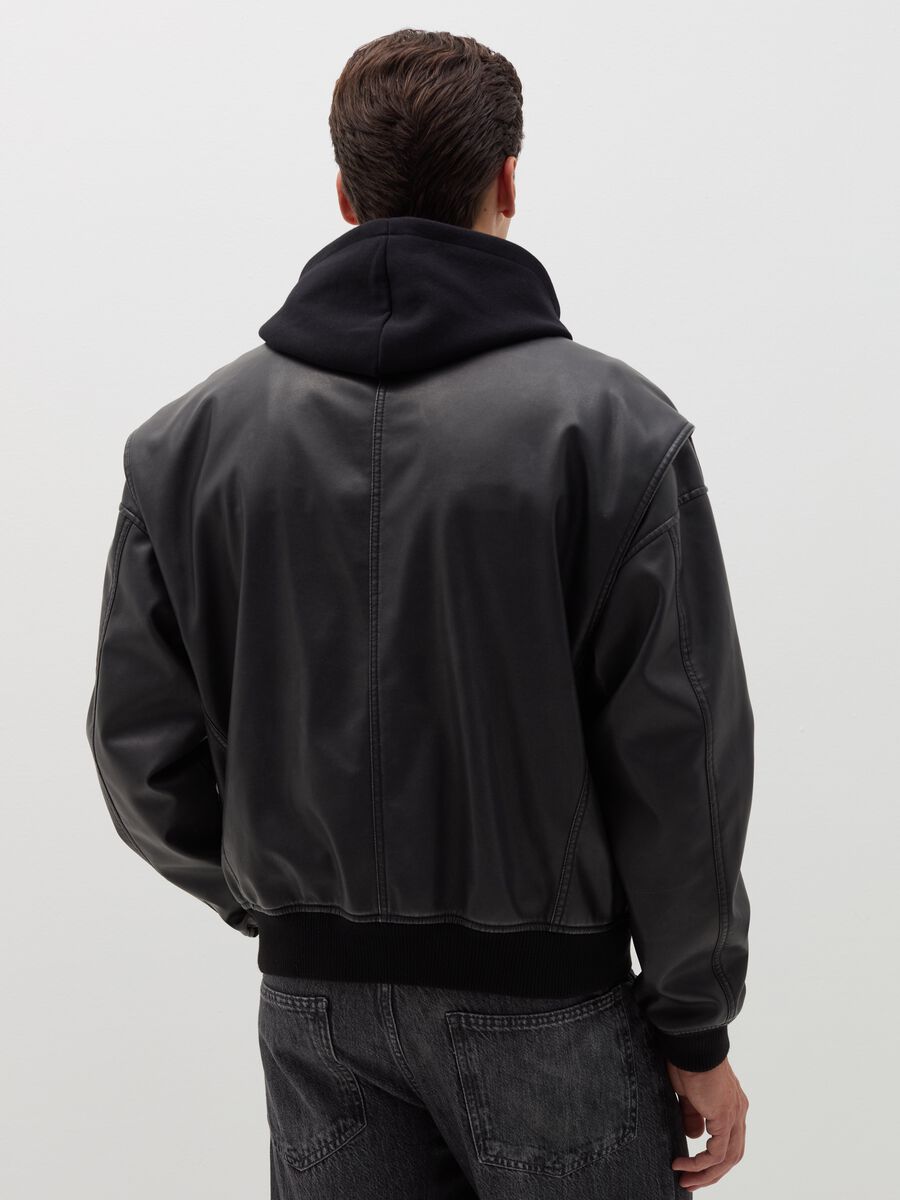 Glossy-effect biker bomber jacket_2