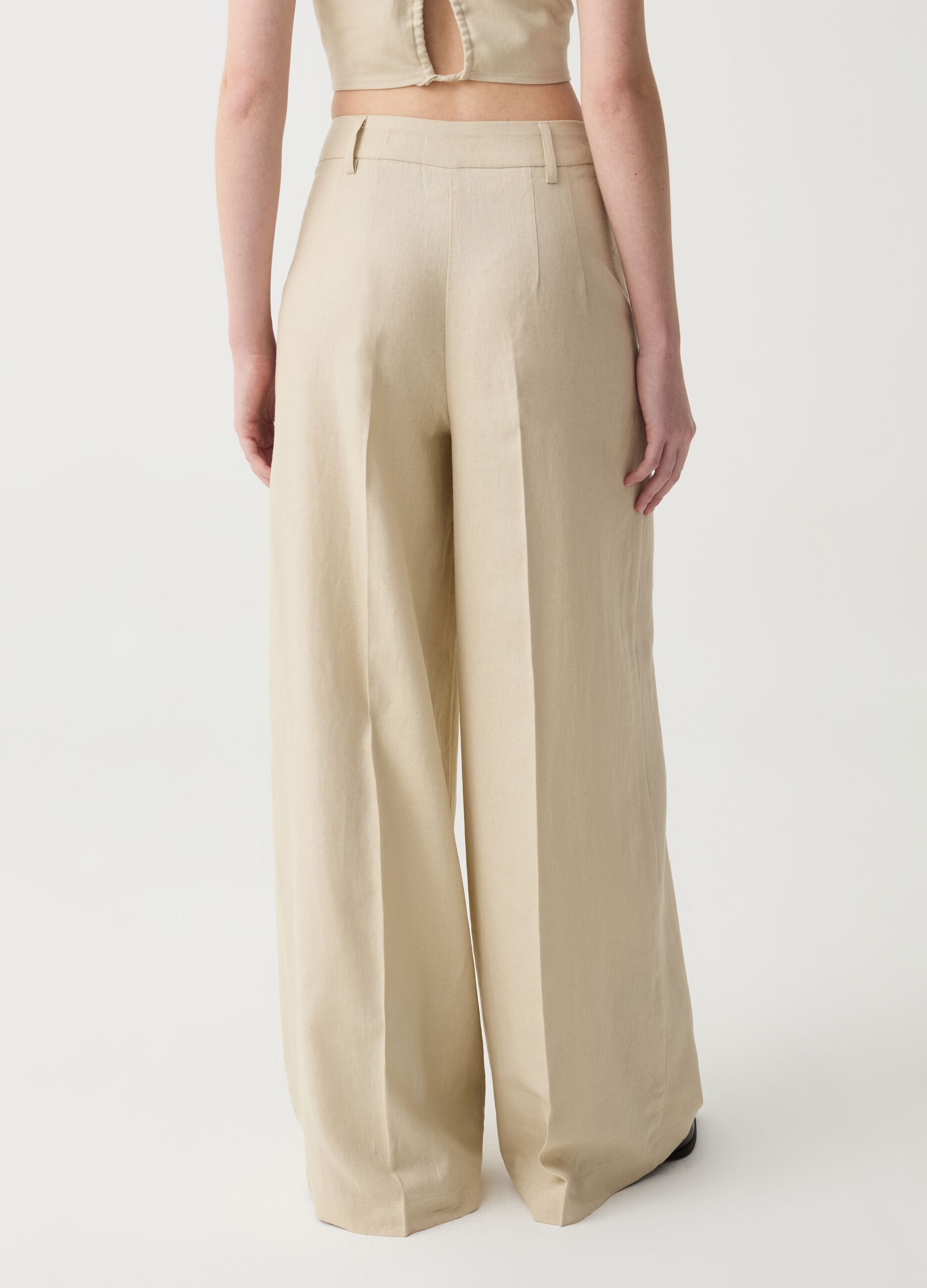 Wide-leg palazzo trousers with darts