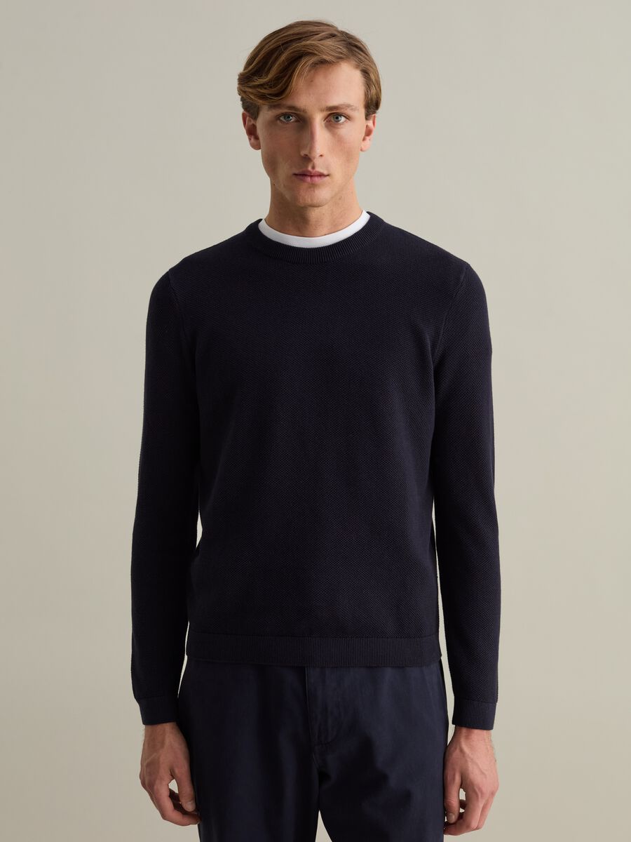 Piquet pullover with round neck_3