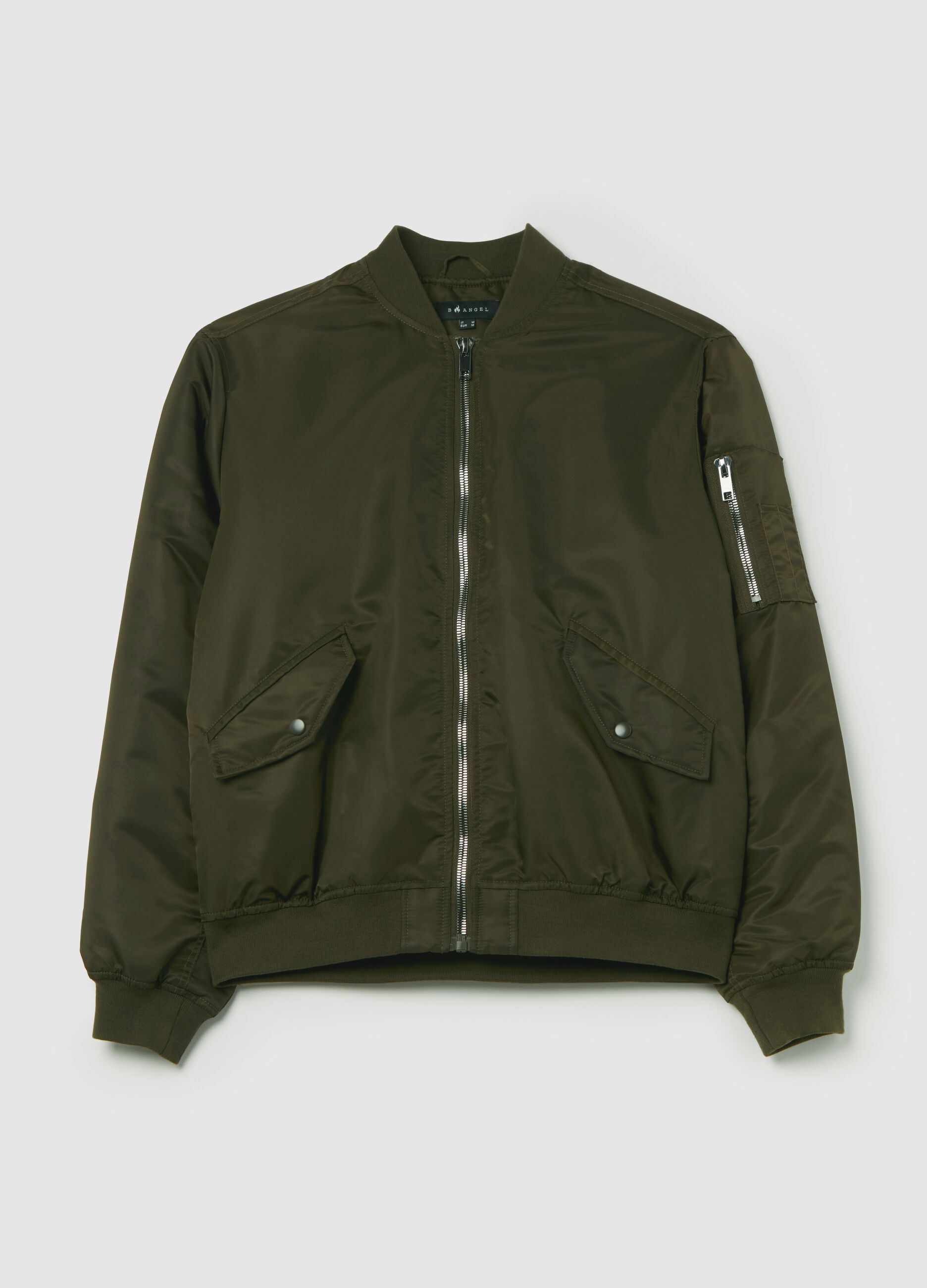 Solid colour full-zip bomber jacket