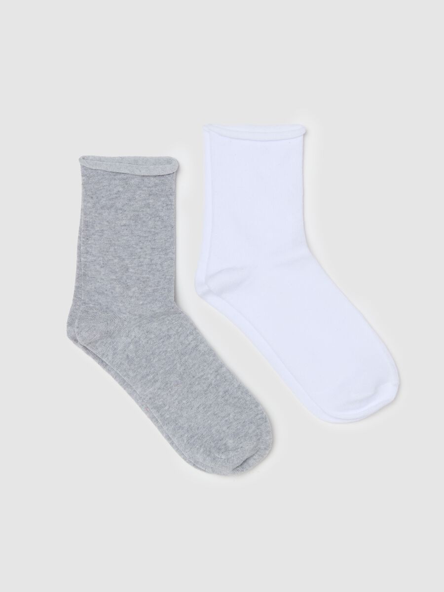 Two-pair pack short socks with rolled edging_0