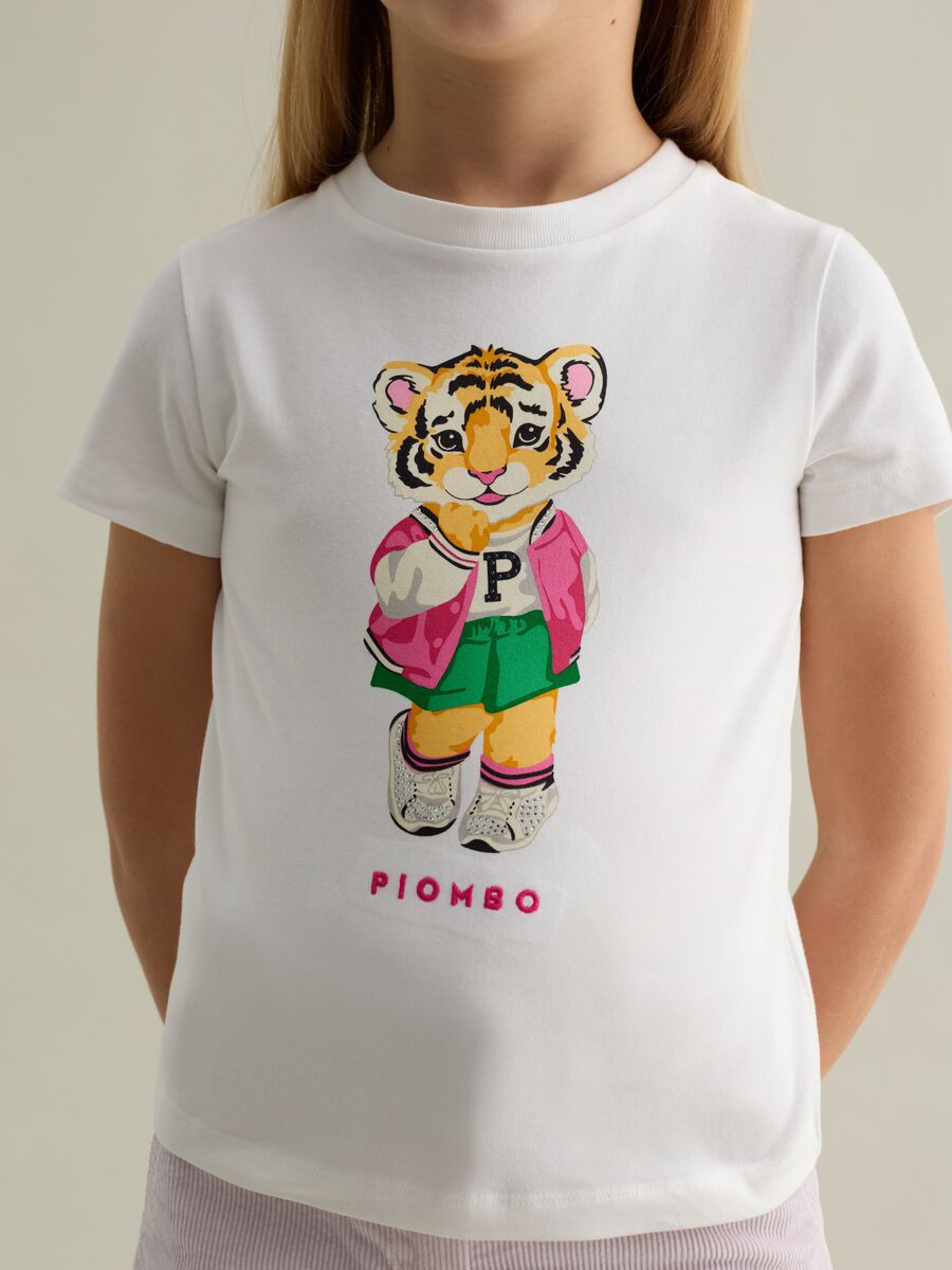 T-shirt with diamantés and tiger print_2