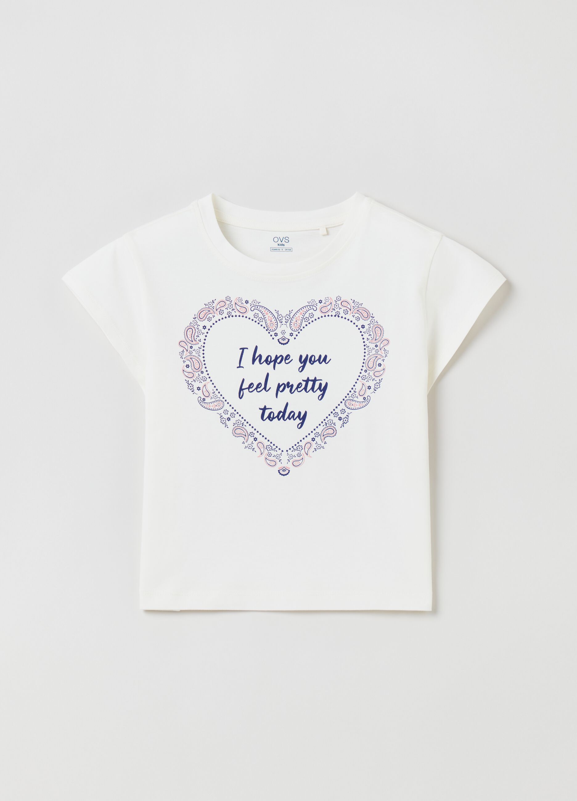 Cotton T-shirt with paisley designs