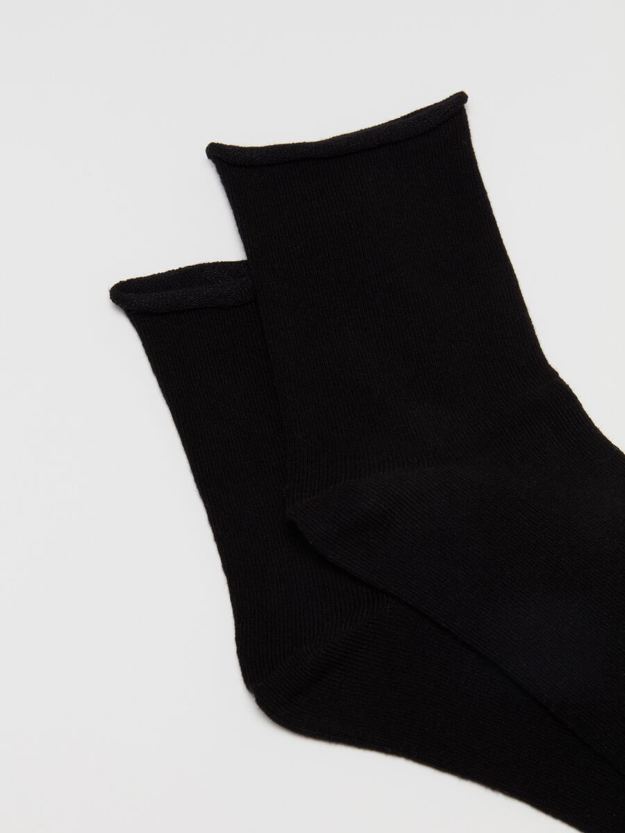Two-pair pack short socks with rolled edging_1
